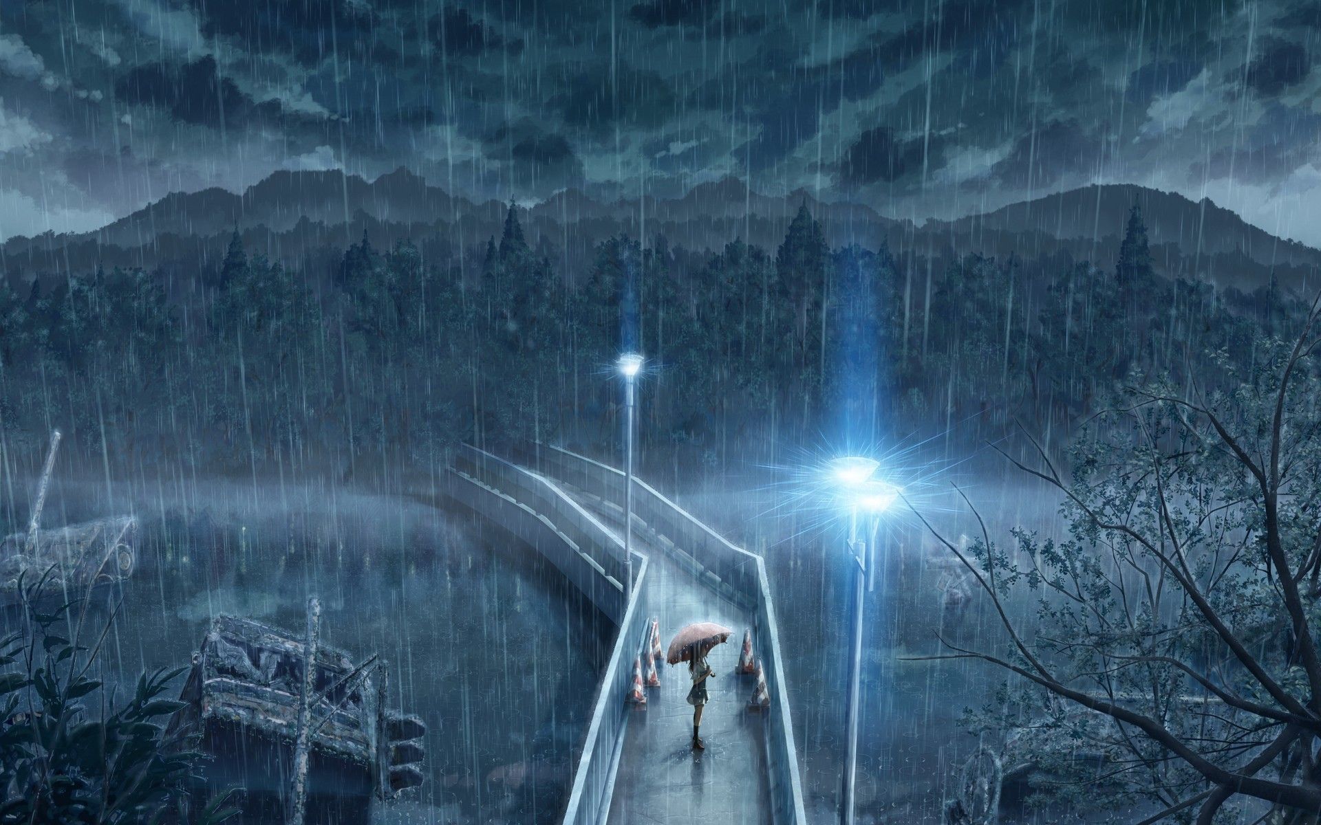 anime girls, #anime, wallpaper. Rain wallpaper, Standing in the rain
