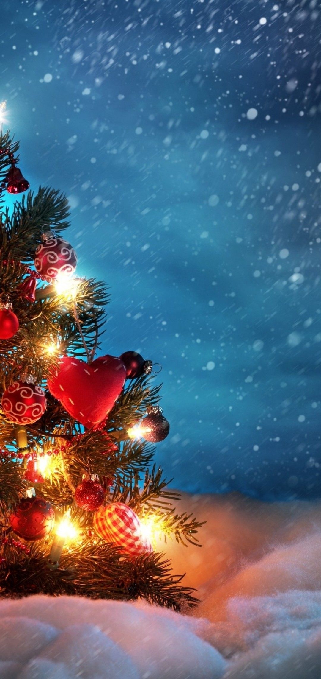 Download 1080x2280 Christmas 2019, Snow, Decorations, Light