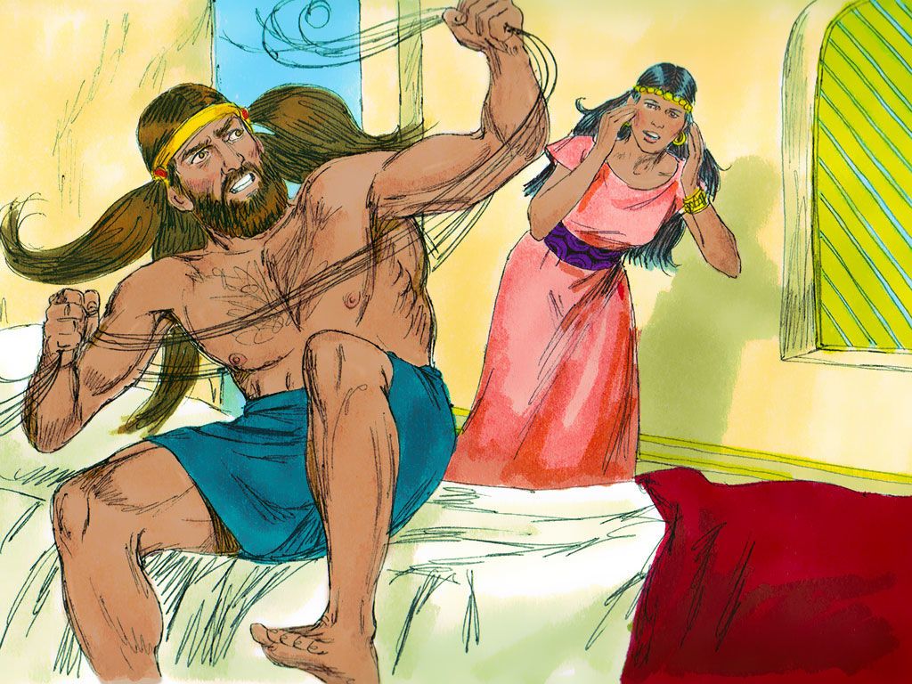 FreeBibleimage - The secret of Samson's strength is revealed