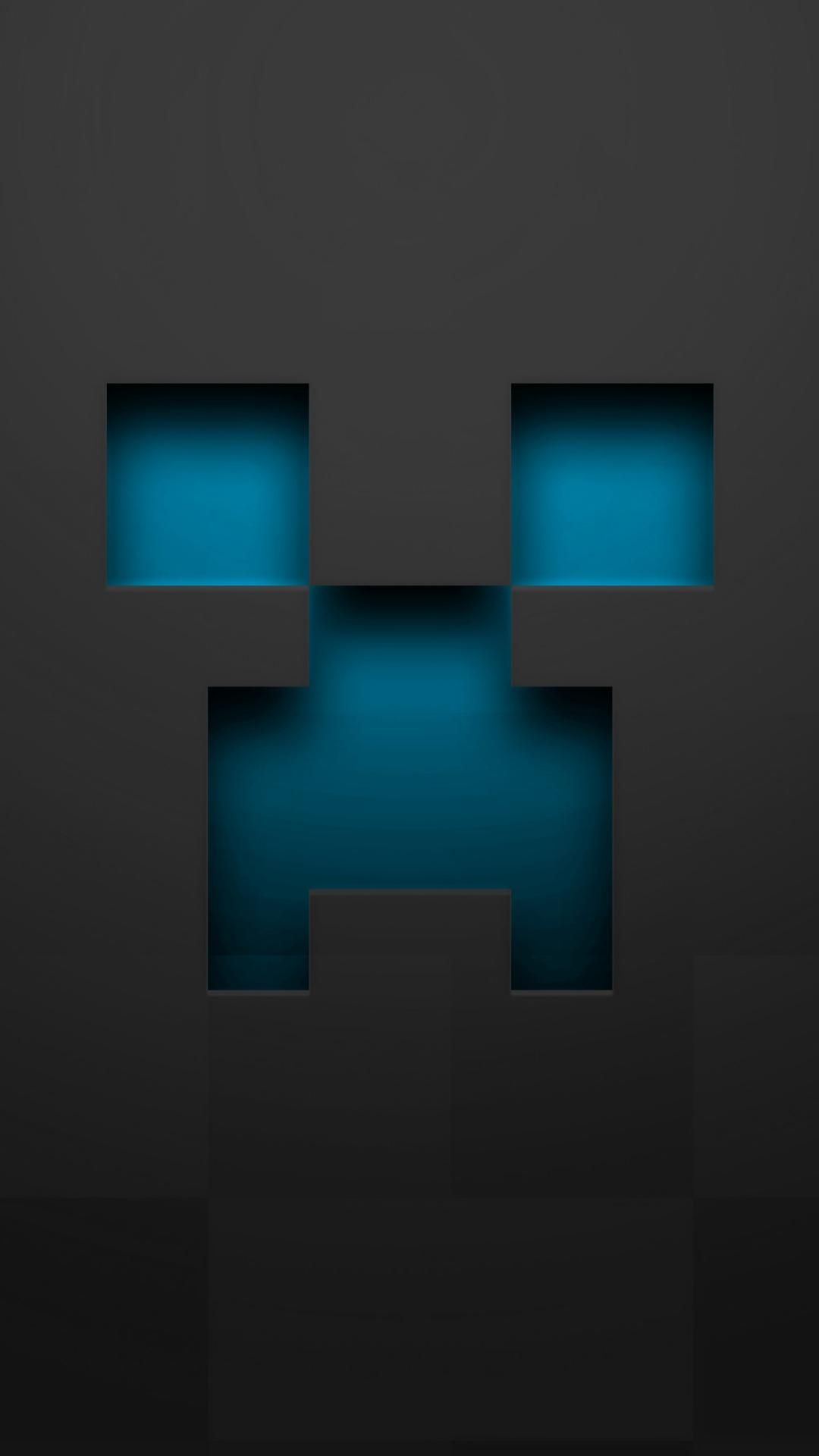Minecraft blue creeper gray pixelart wallpaper. iPhone Wallpaper