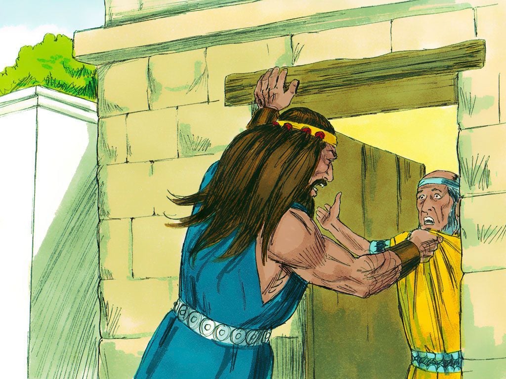 FreeBibleimage - Samson attacks the Philistines - Samson shows