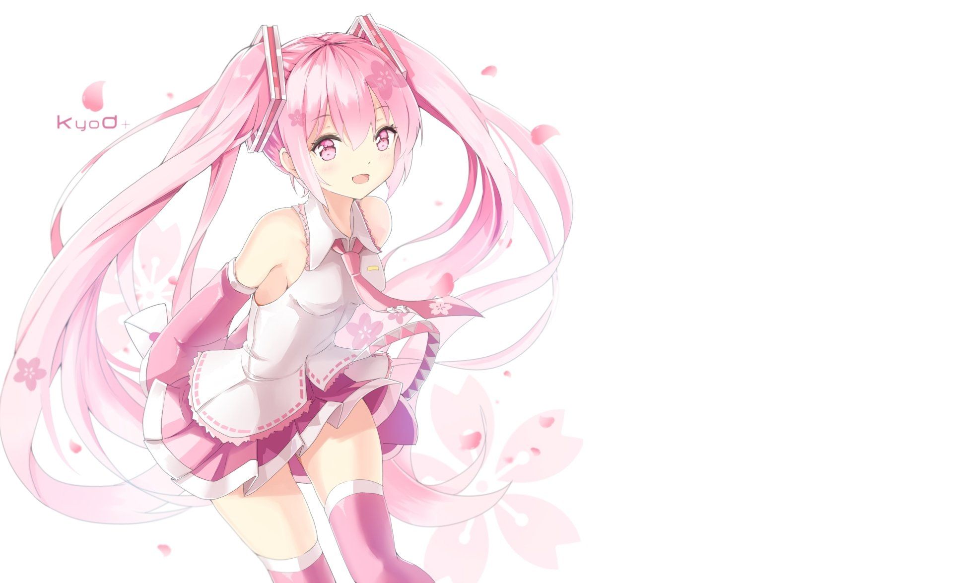 Anime Vocaloid Hatsune Miku Sakura Miku Long Hair Pink Hair Pink