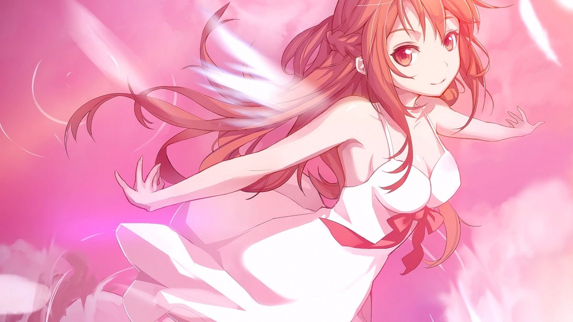 #anime, #pink hair, #long hair, #smiling, #eyes, #pink