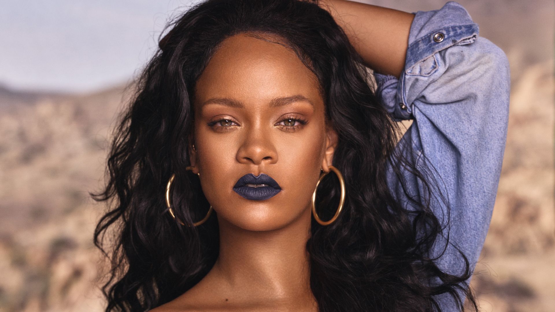 Rihanna Black Lips HD Image Free Wallpaper
