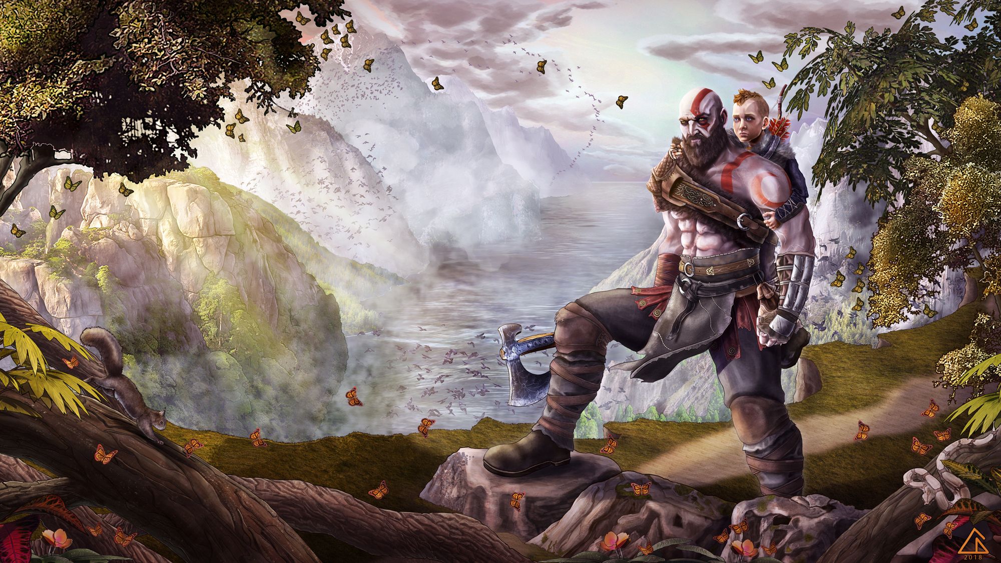 God Of War Atreus Kratos Fan Art, HD Games, 4k Wallpapers, Image, Backgroun...