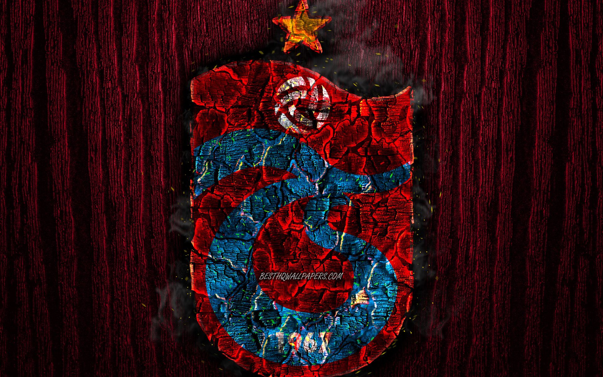 Download wallpaper Trabzonspor FC, scorched logo, Super Lig