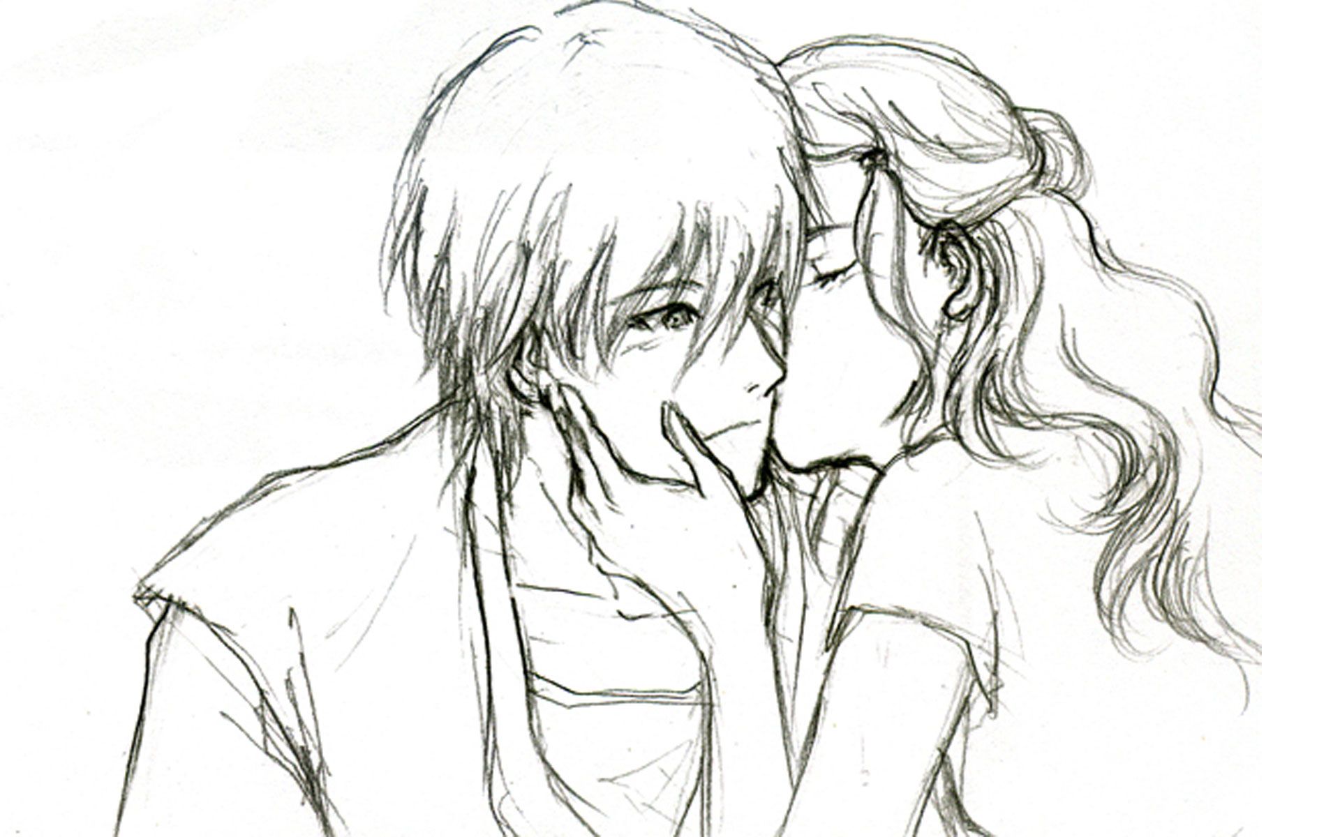 Kissing Anime Sketch Wallpapers - Wallpaper Cave