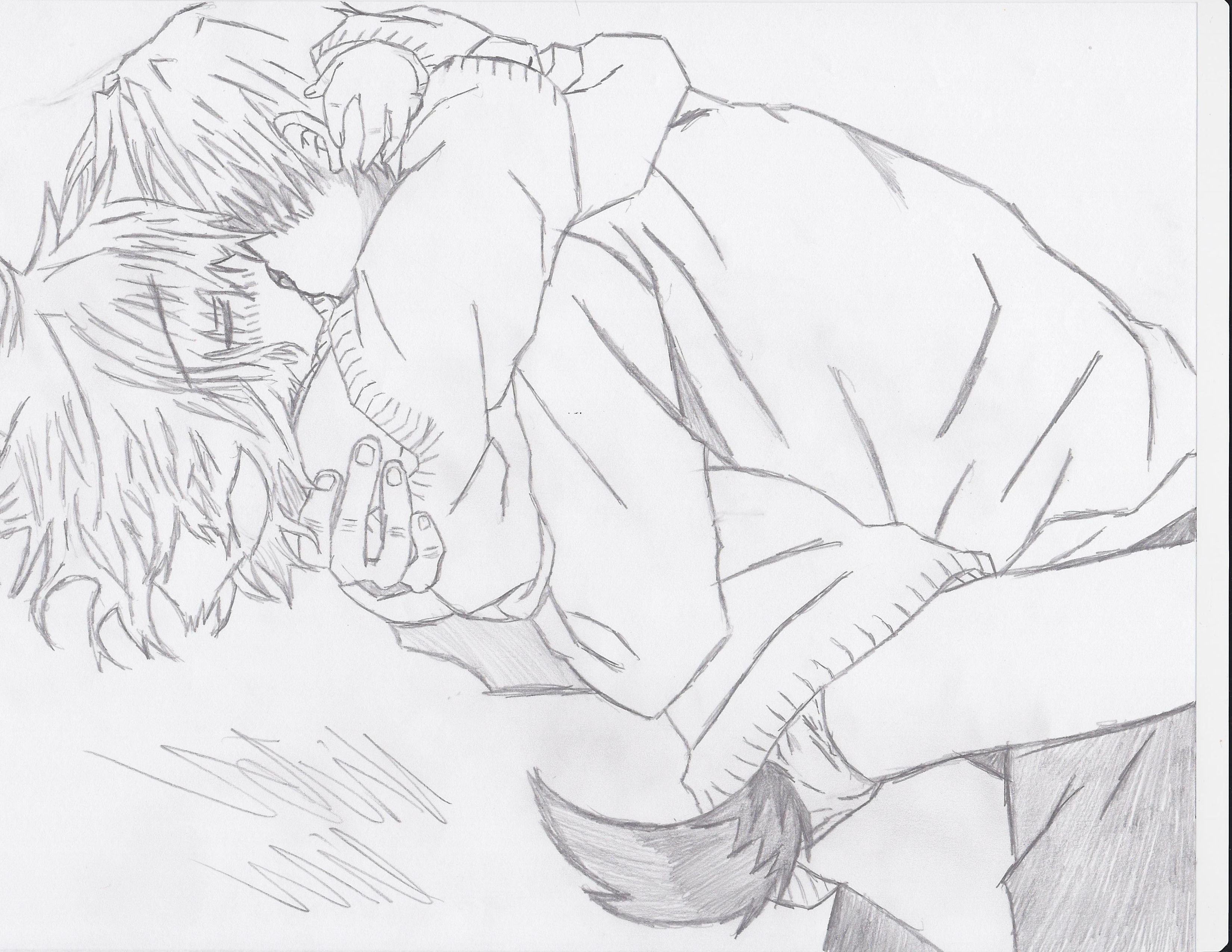 Drawing Anime Kiss Sketch