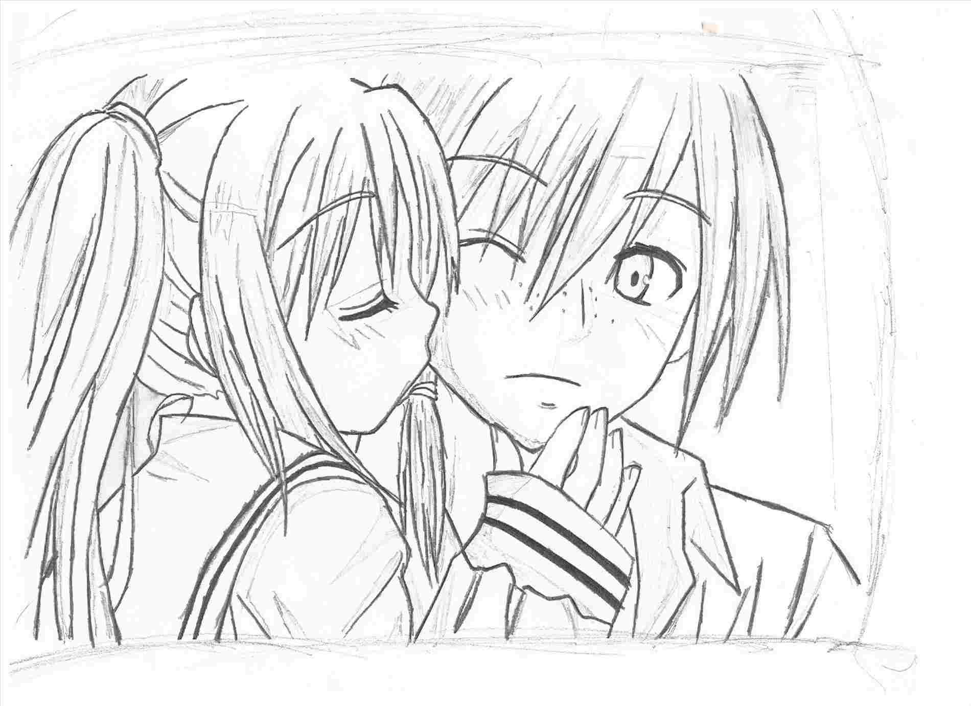 Anime People Kissing Coloring Pages Sketch Coloring Page 