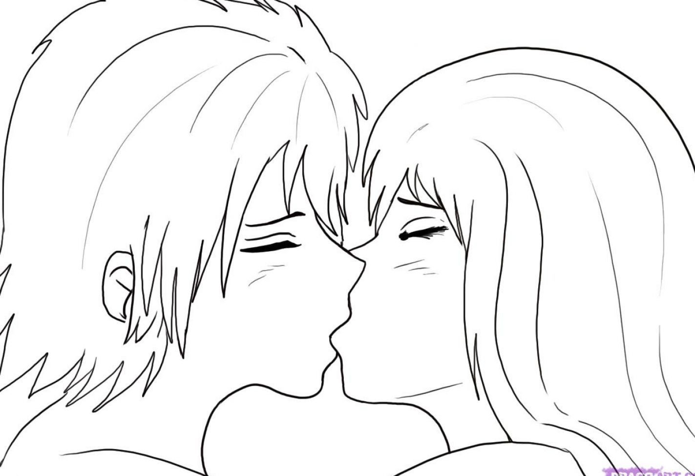Kissing Anime Sketch Wallpapers Wallpaper Cave