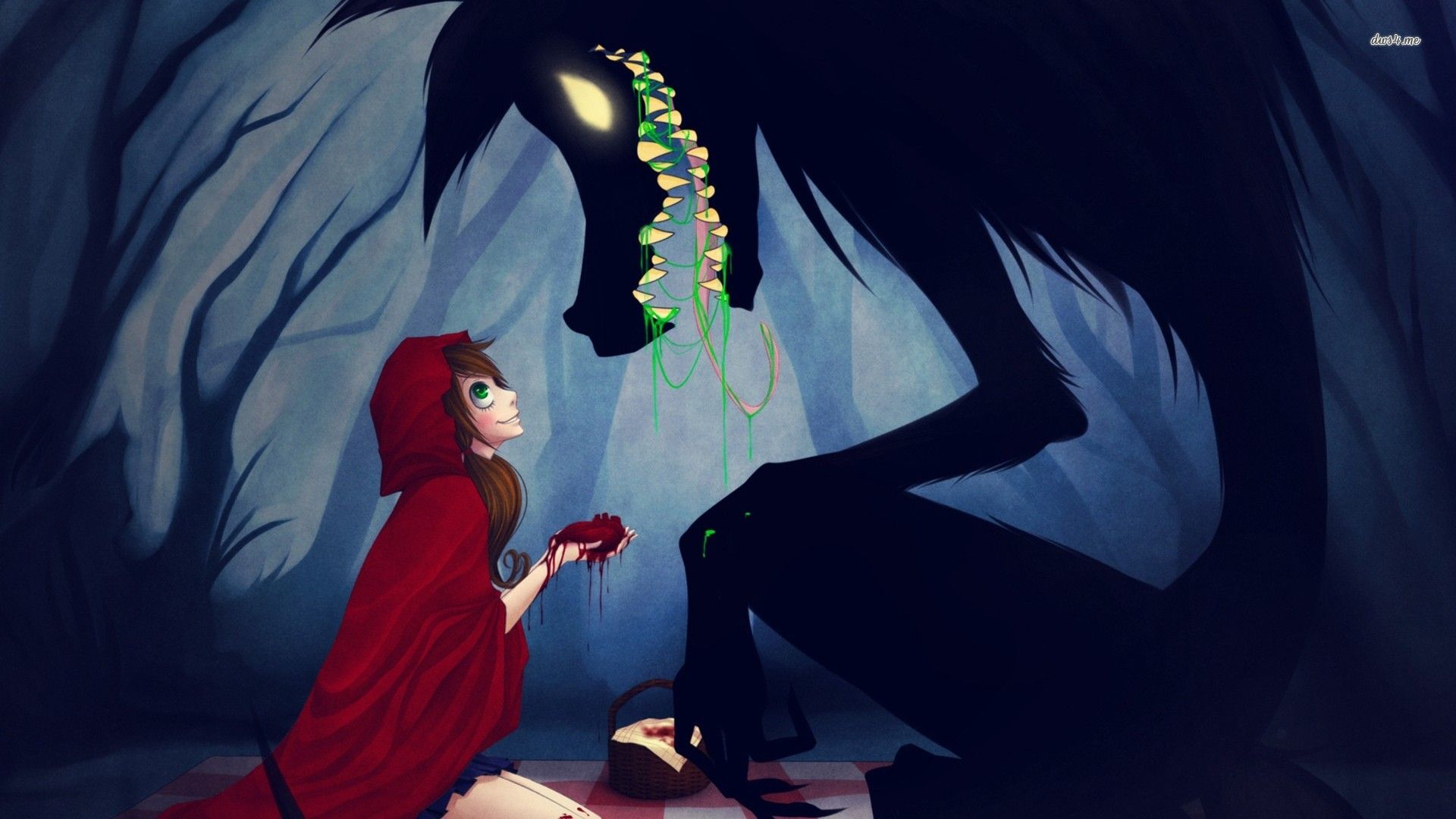 Creepy Red Riding Hood and the wolf HD wallpaper. Red riding hood