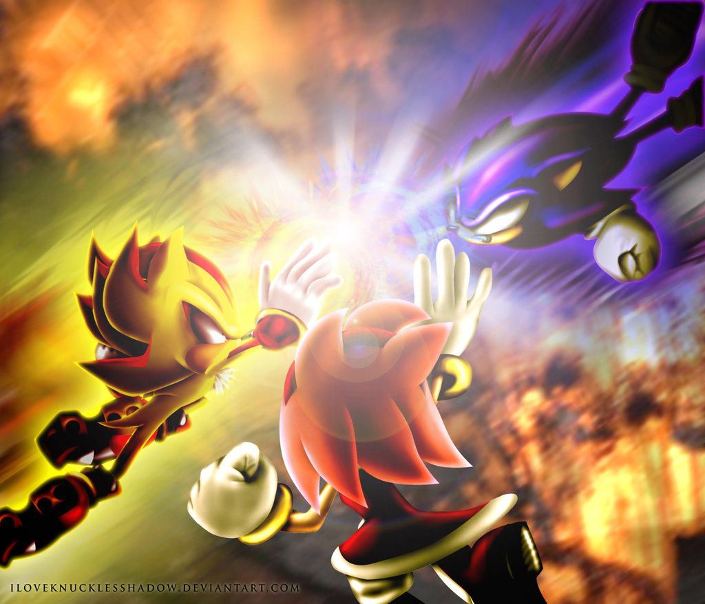 super sonic and shadow and silver and knuckles