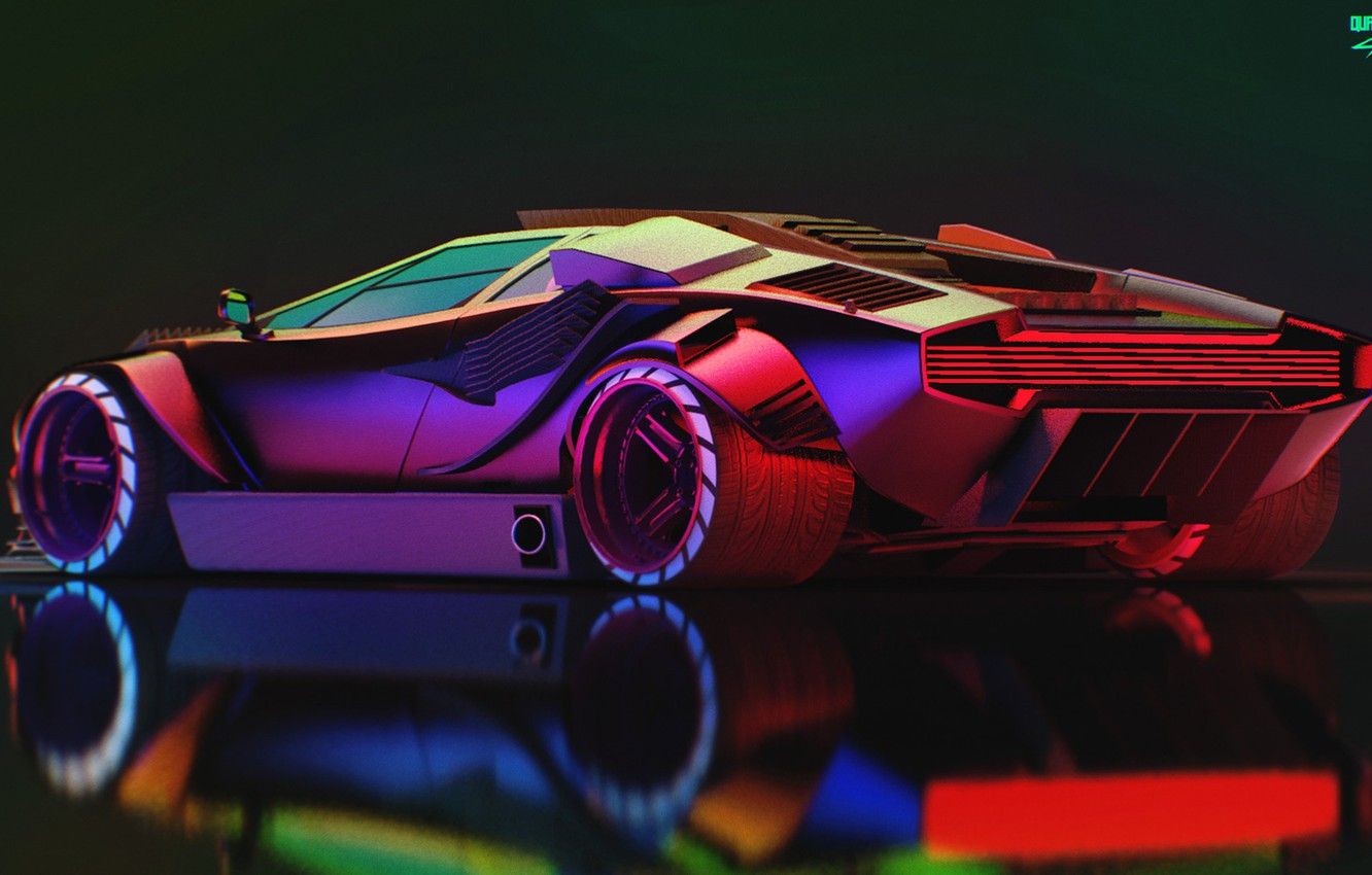 Wallpaper Auto, Lamborghini, Neon, Machine, Car, Art, Supercar