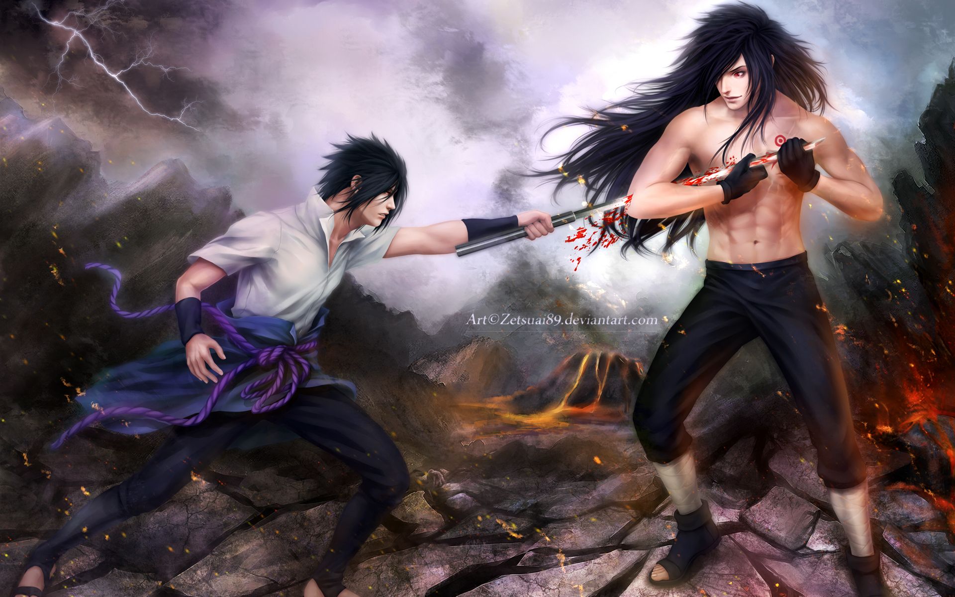 Free download madara uchiha vs sasuke uchiha fighting anime HD