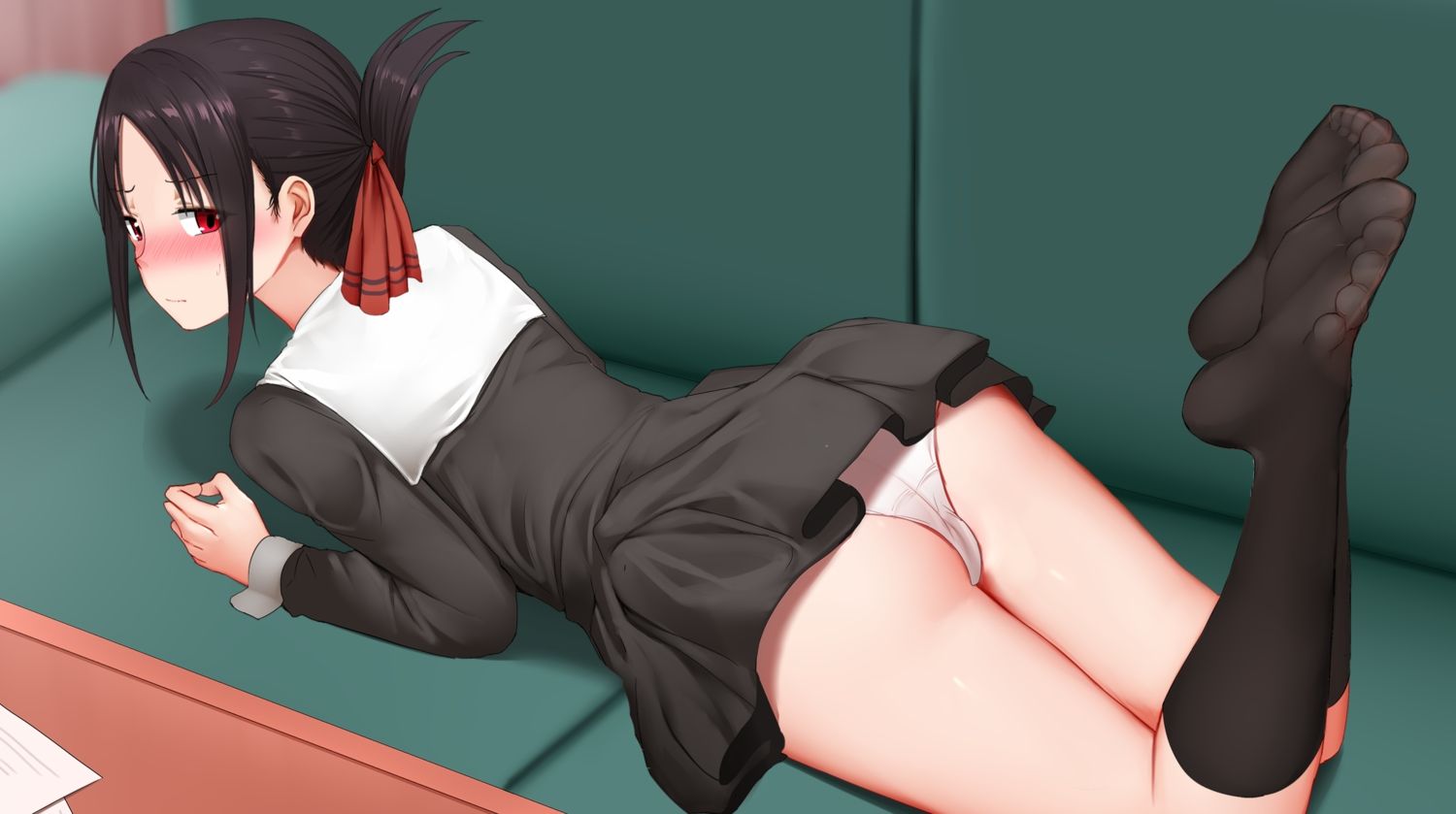 Ass Black Hair Blush Cameltoe Couch Dress Ginhaha Kaguya Sama Wa