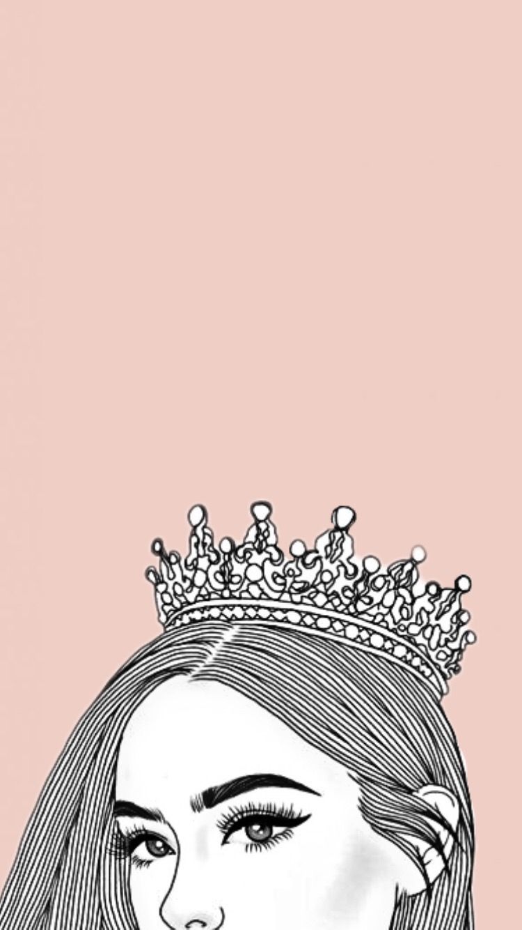 Princess Crown Pale Pink Simple iPhone Wallpaper Made