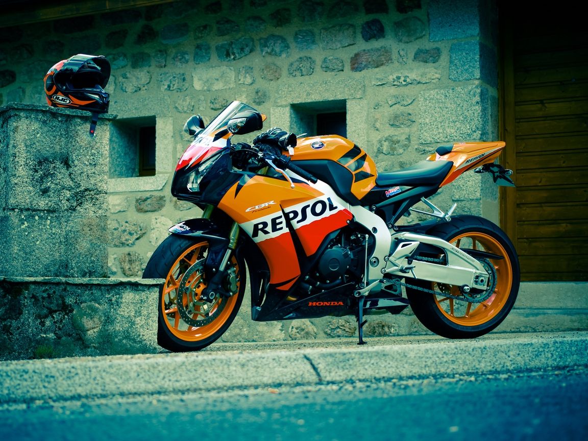 Download wallpaper 1152x864 honda, cbr, fireblade, repsol, black