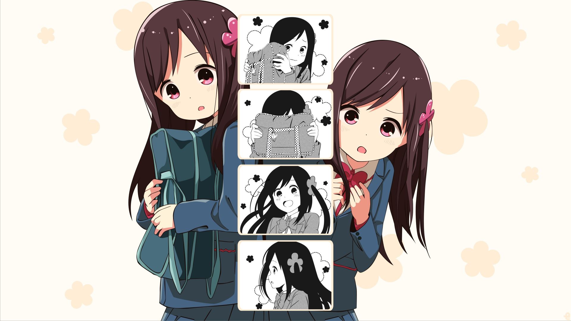 Desktop wallpaper shy, anime girl, school dress, HD image, picture