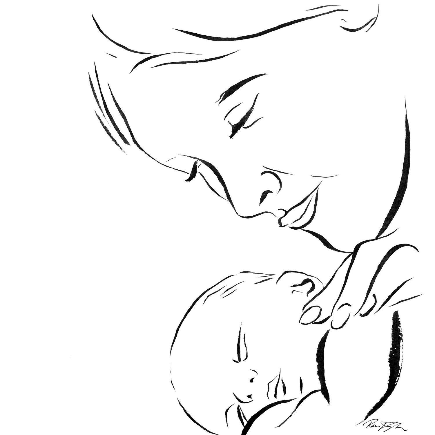 Mom And Baby Drawing
