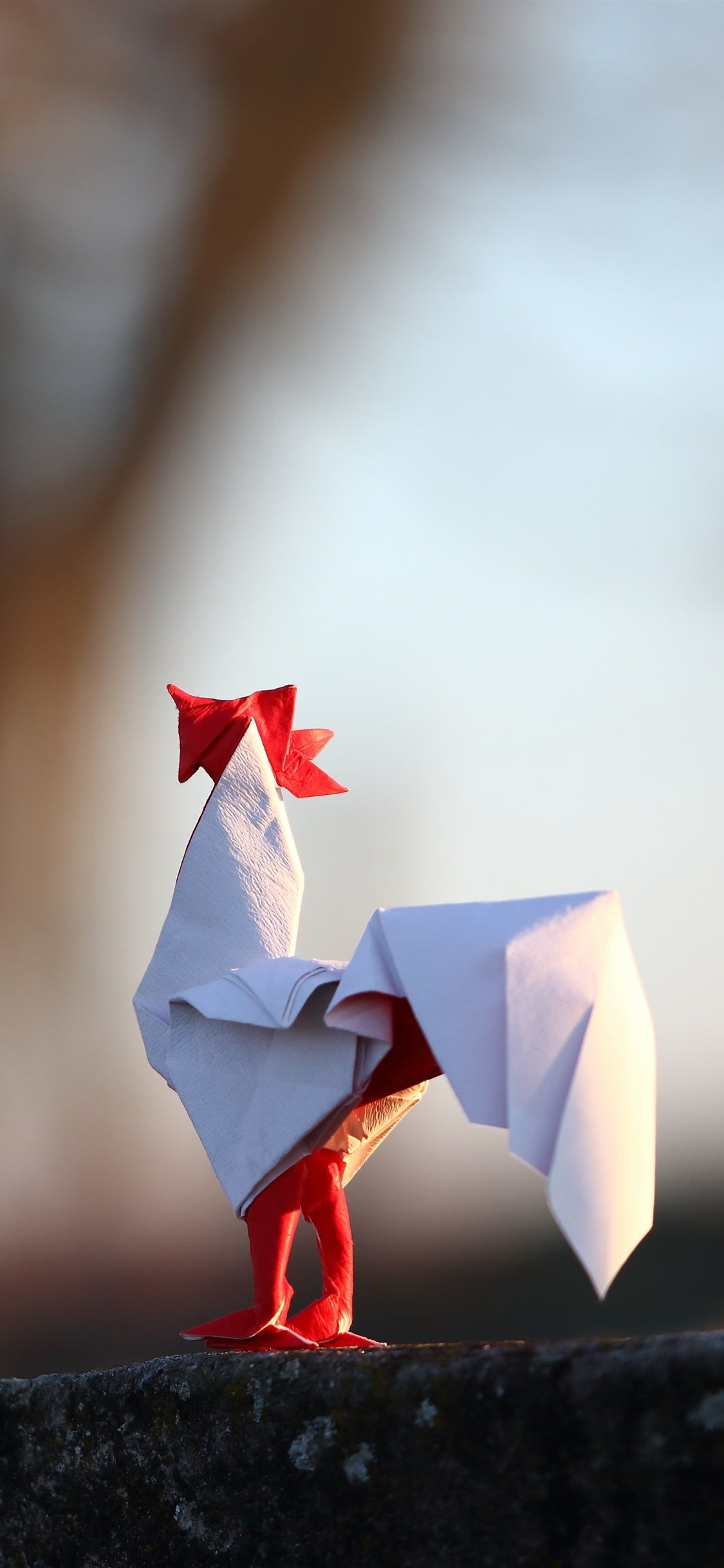Paper Cock, Origami Art 1125x2436 IPhone 11 Pro XS X Wallpaper