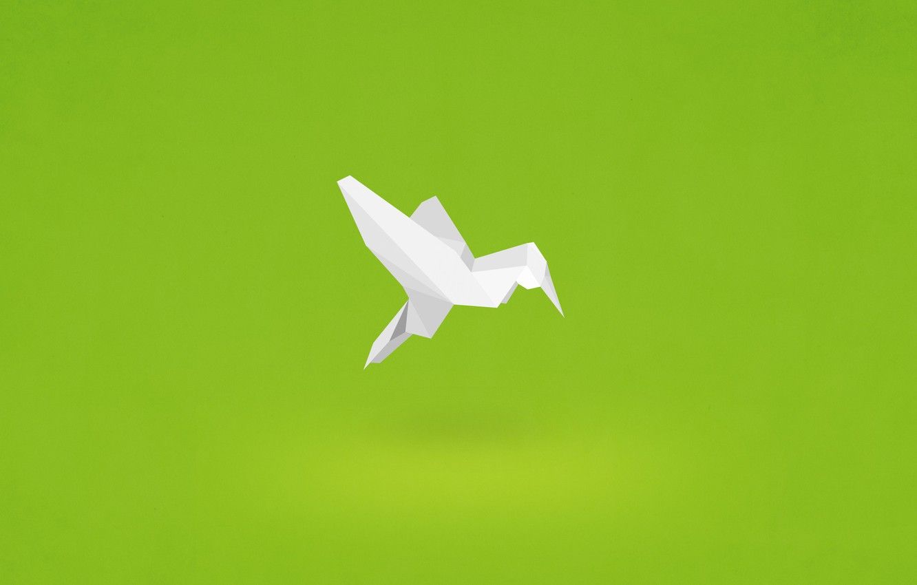 Wallpaper paper, bird, minimalism, Hummingbird, origami image