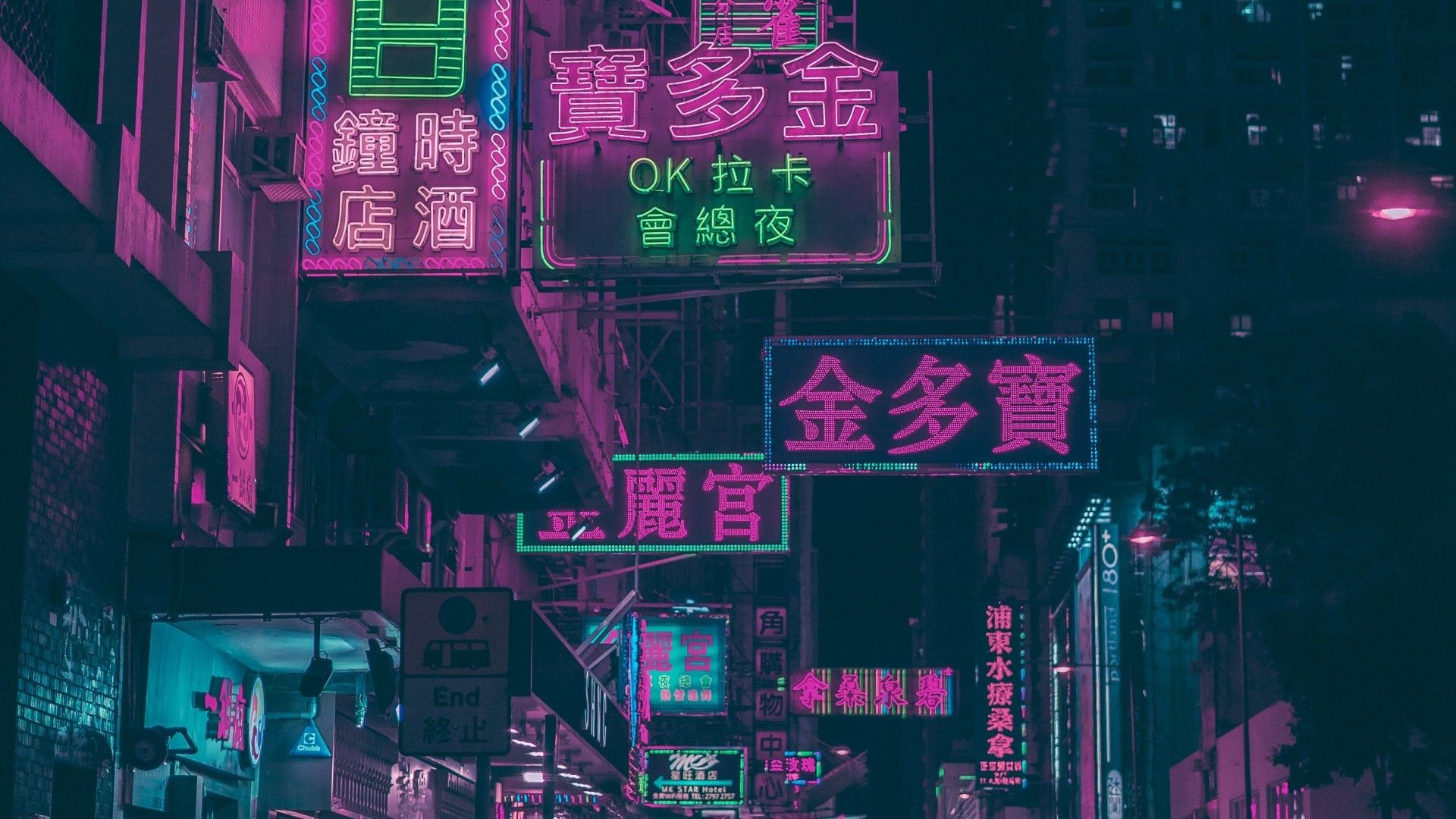 Download 1920x1080 Hong Kong, Urban, Night, Shop Signs, Neon