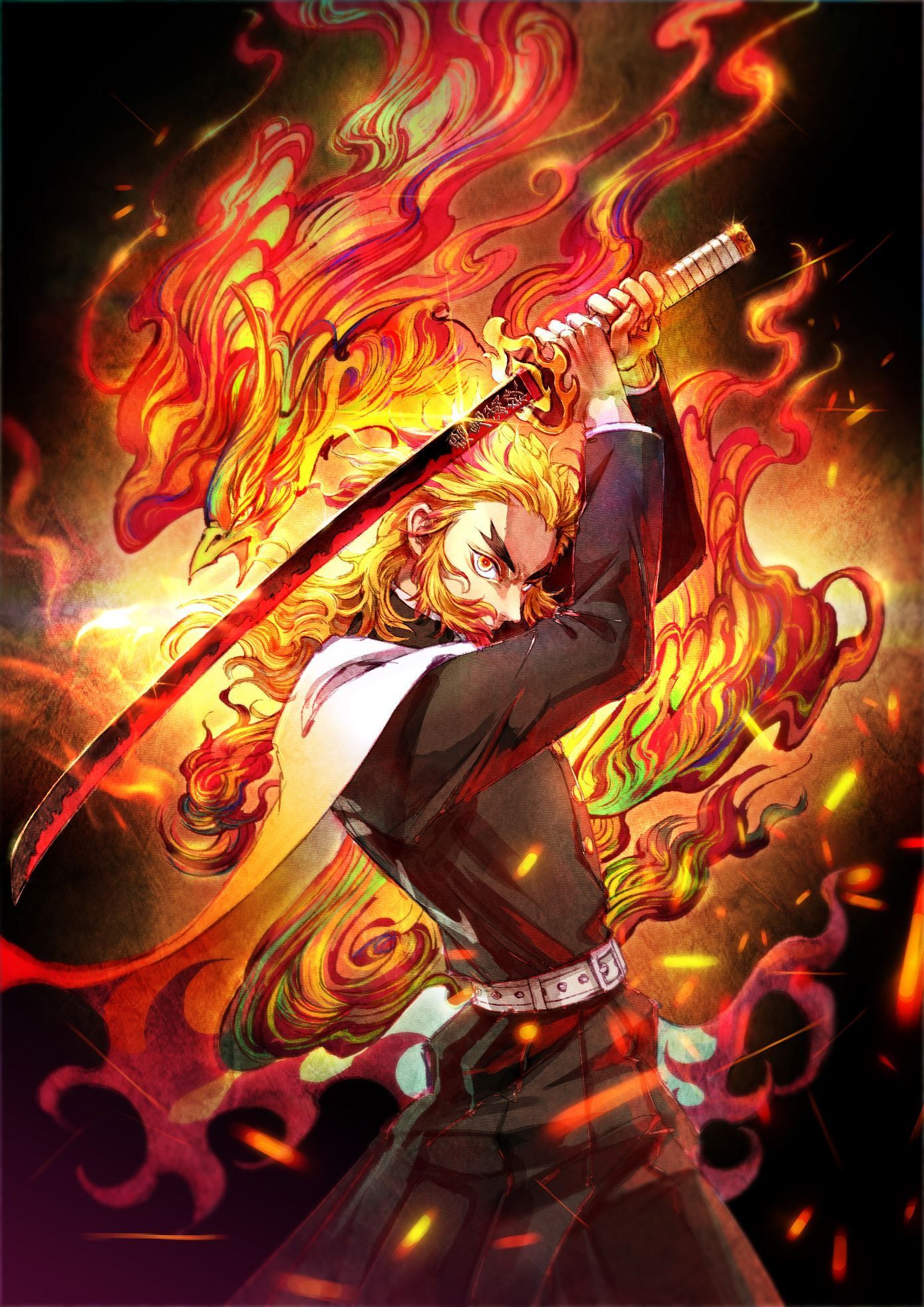 Flame hashira, demon slayer flamehashira, rengoku, HD phone wallpaper