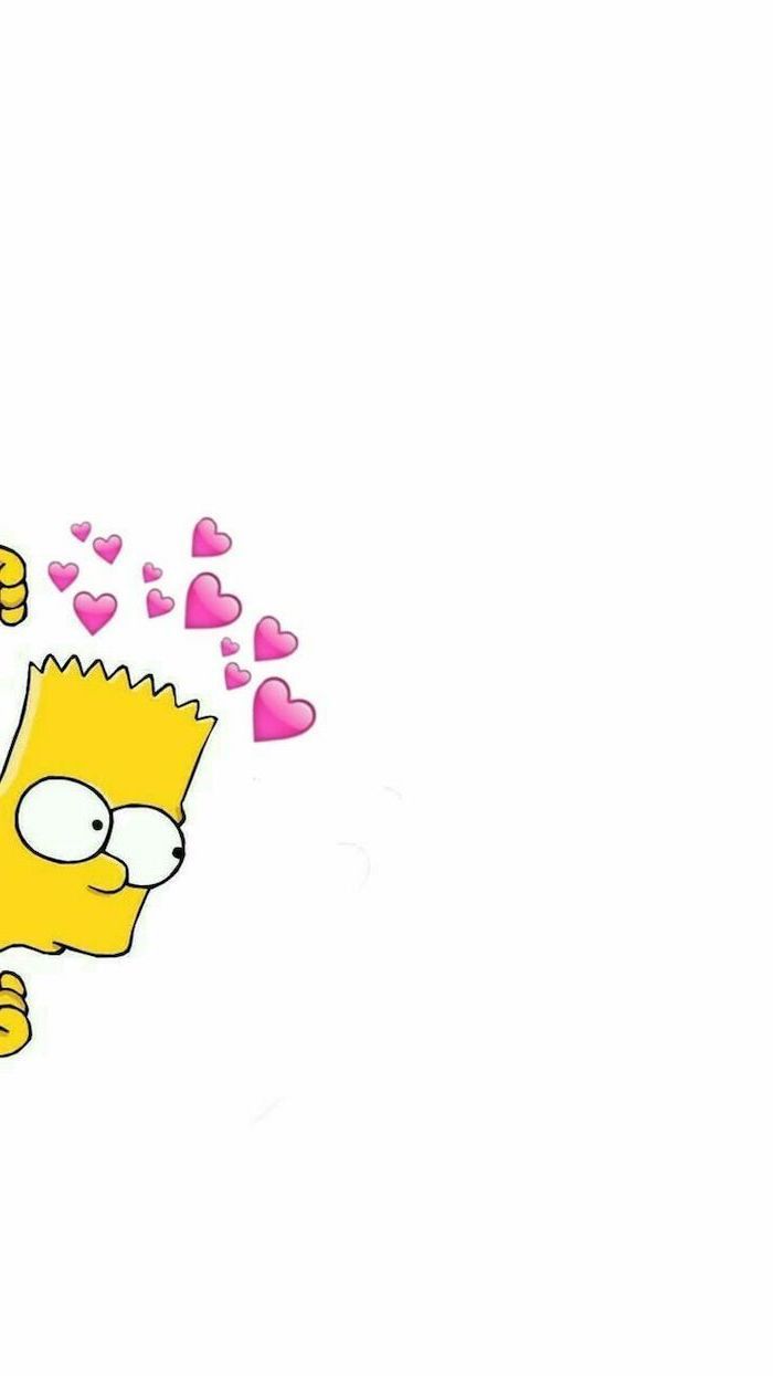 Bart Simpson, pink hearts, cute iPhone wallpaper, white