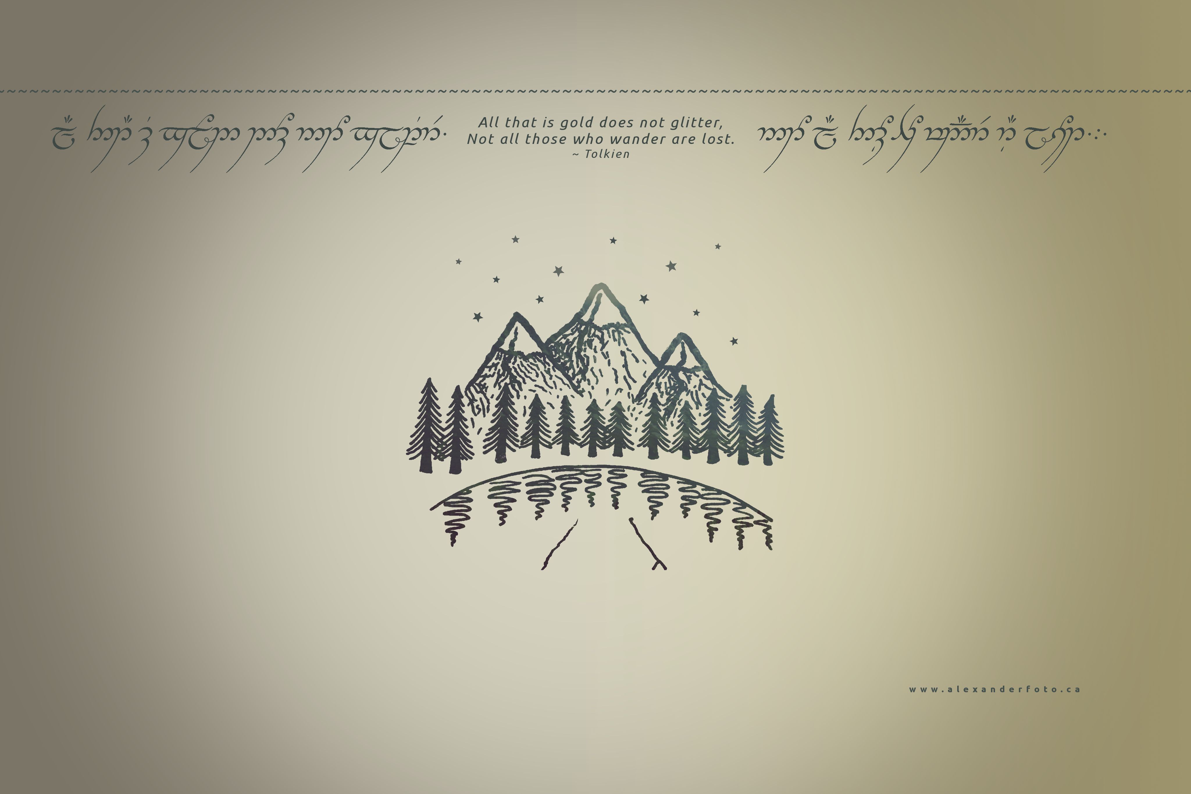 Lord of the Rings Wallpaper I made using a marker drawing