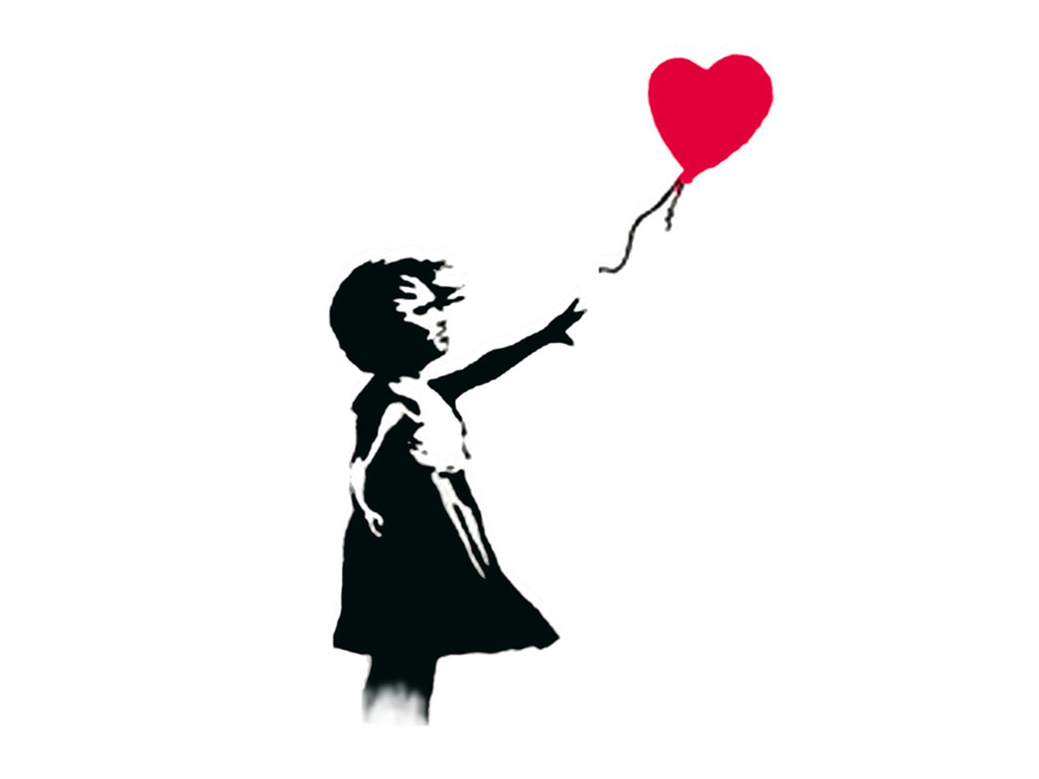 Banksy Girl. Balloon tattoo, Black and white drawing