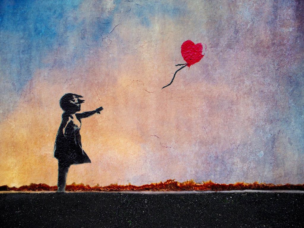 Free download Banksy girl and balloon by picture frame 1024x768