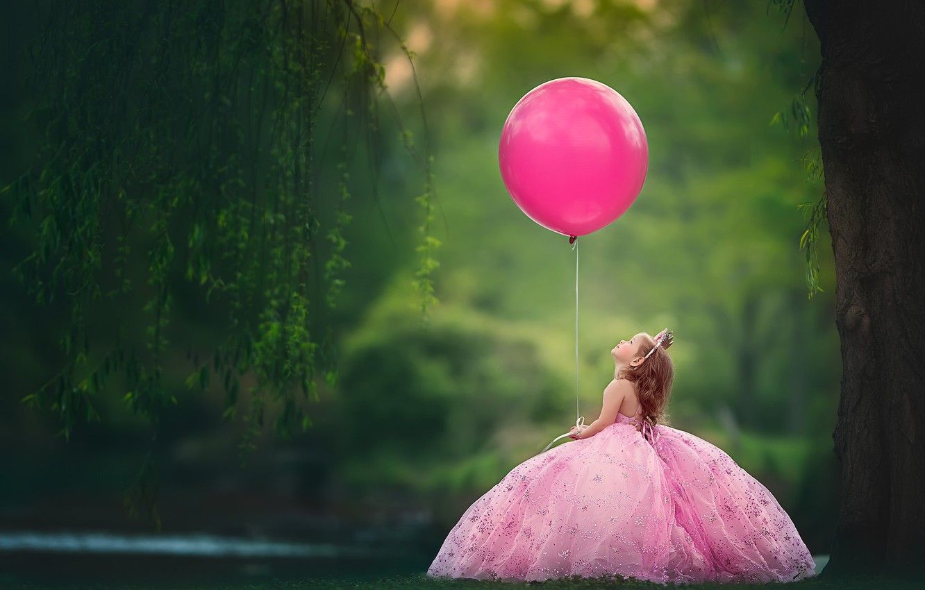 Wallpaper balloon, mood, ball, crown, dress, girl, little Princess