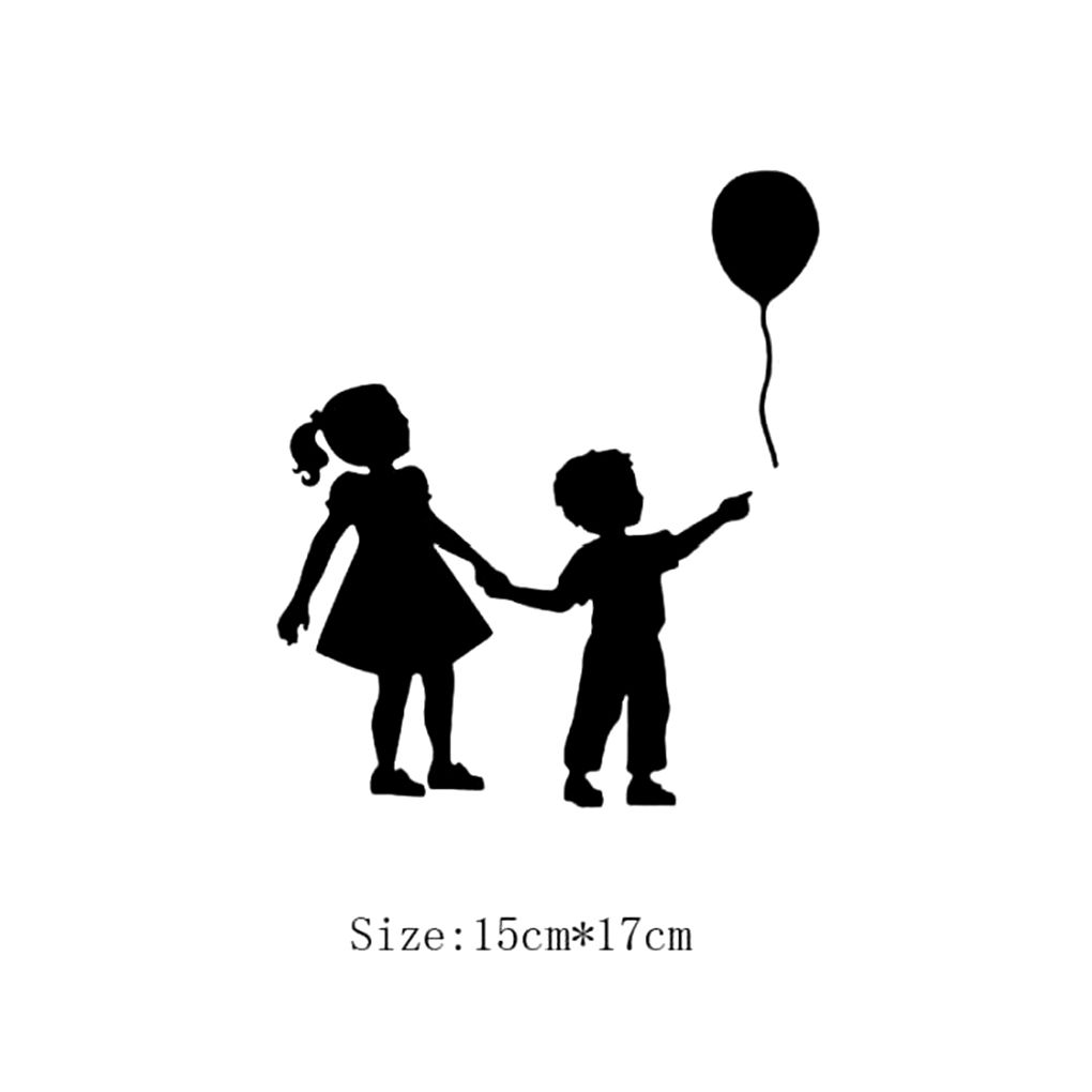 Little Girl Boy Balloon Pattern Switch Sticker Wall Art Sticker