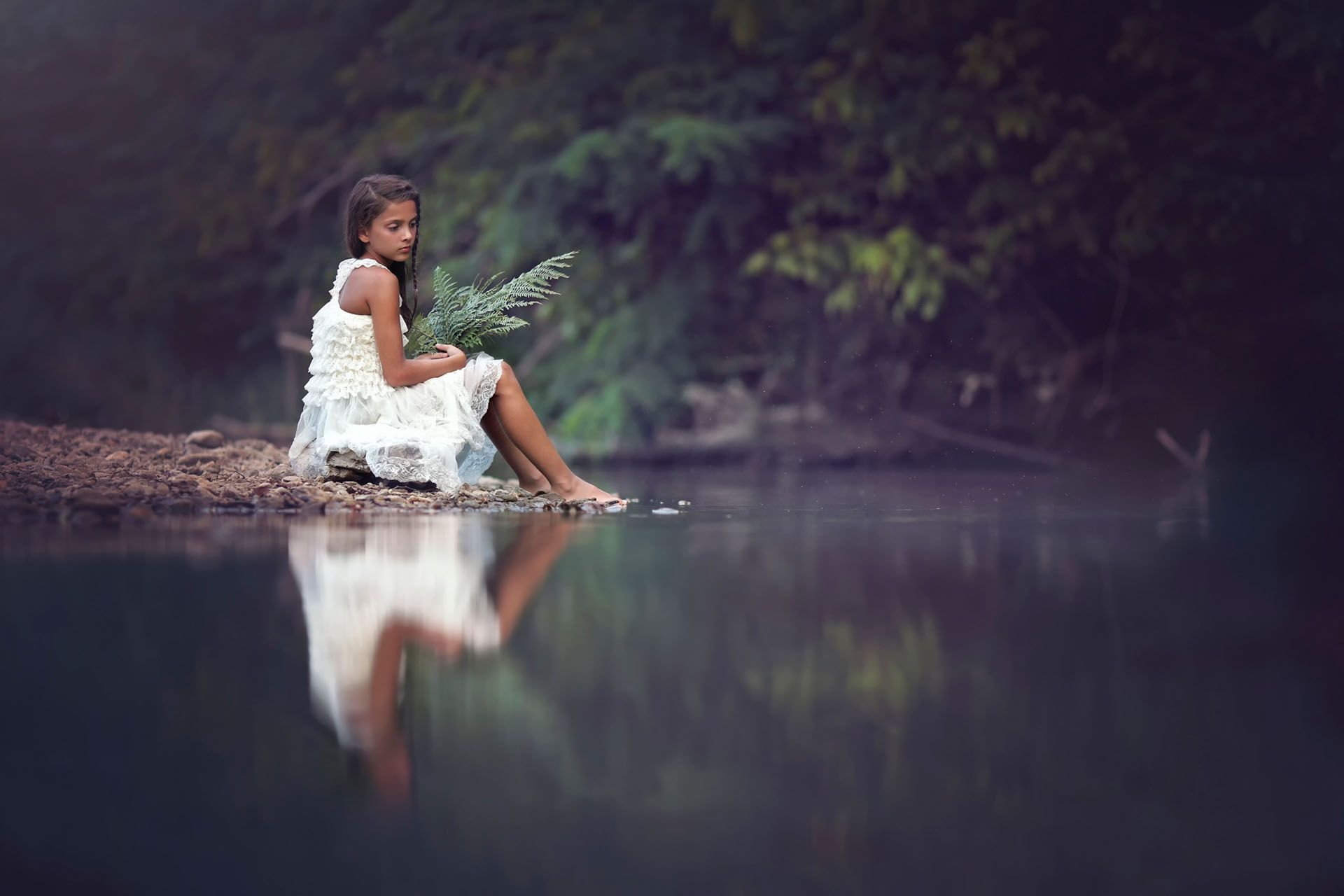 Awesome Beautiful Sad Image Of Girl Sitting Beside River