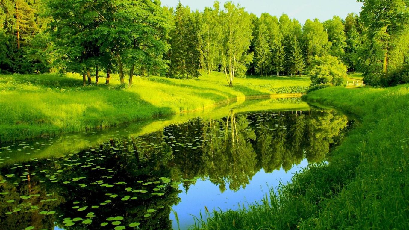 Landscape / Spring River Seasons HD Wallpaper 1366x768 Nature