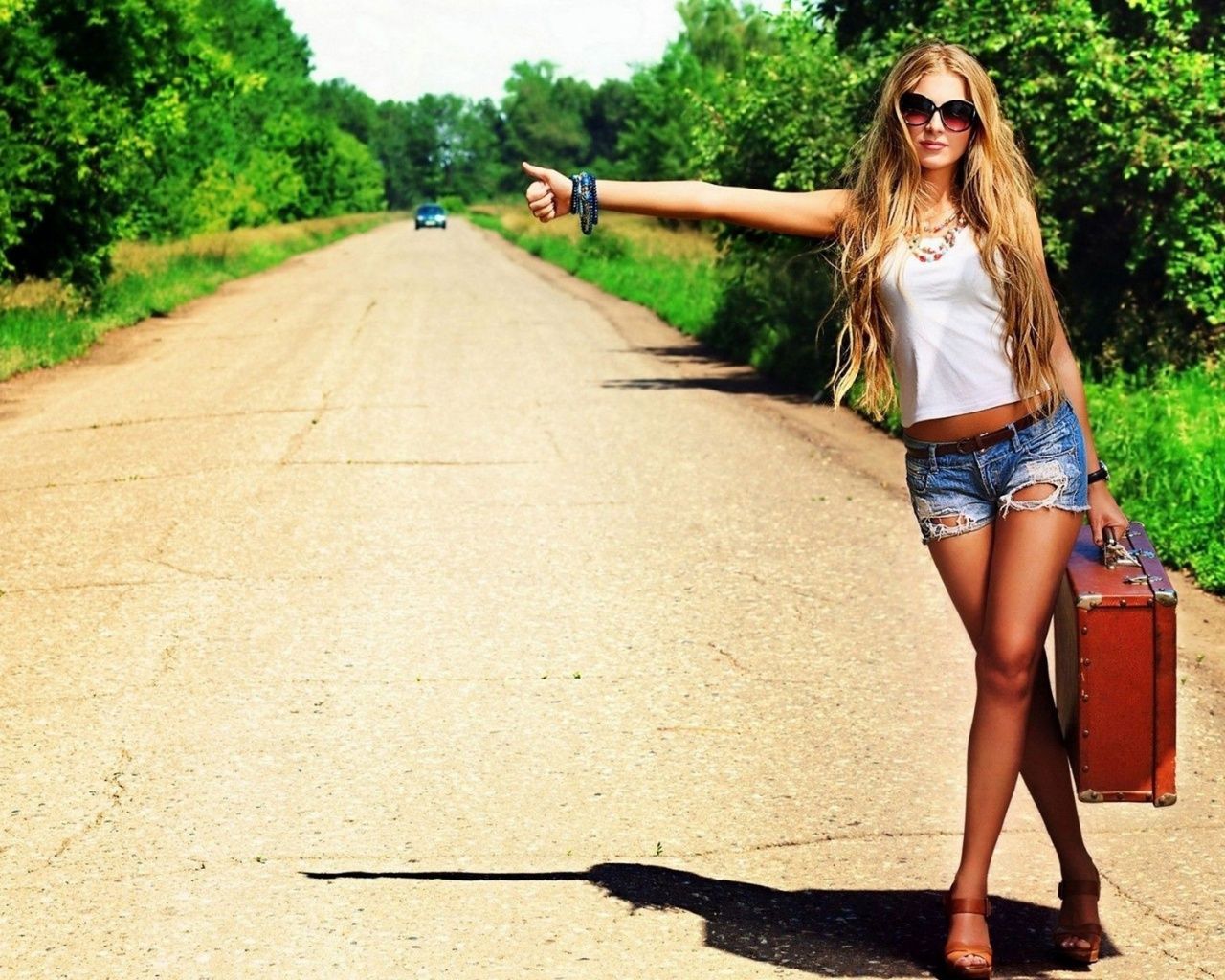 Hitchhiking Girl Wallpaper more on Classy Bro