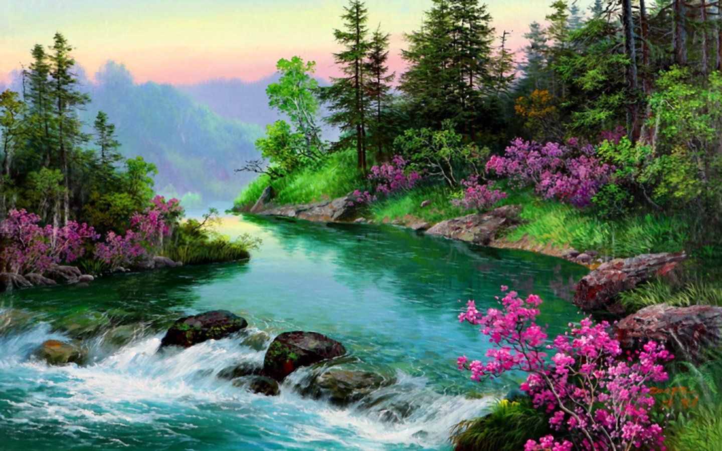 River in Springtime Wallpaper and Background Imagex900