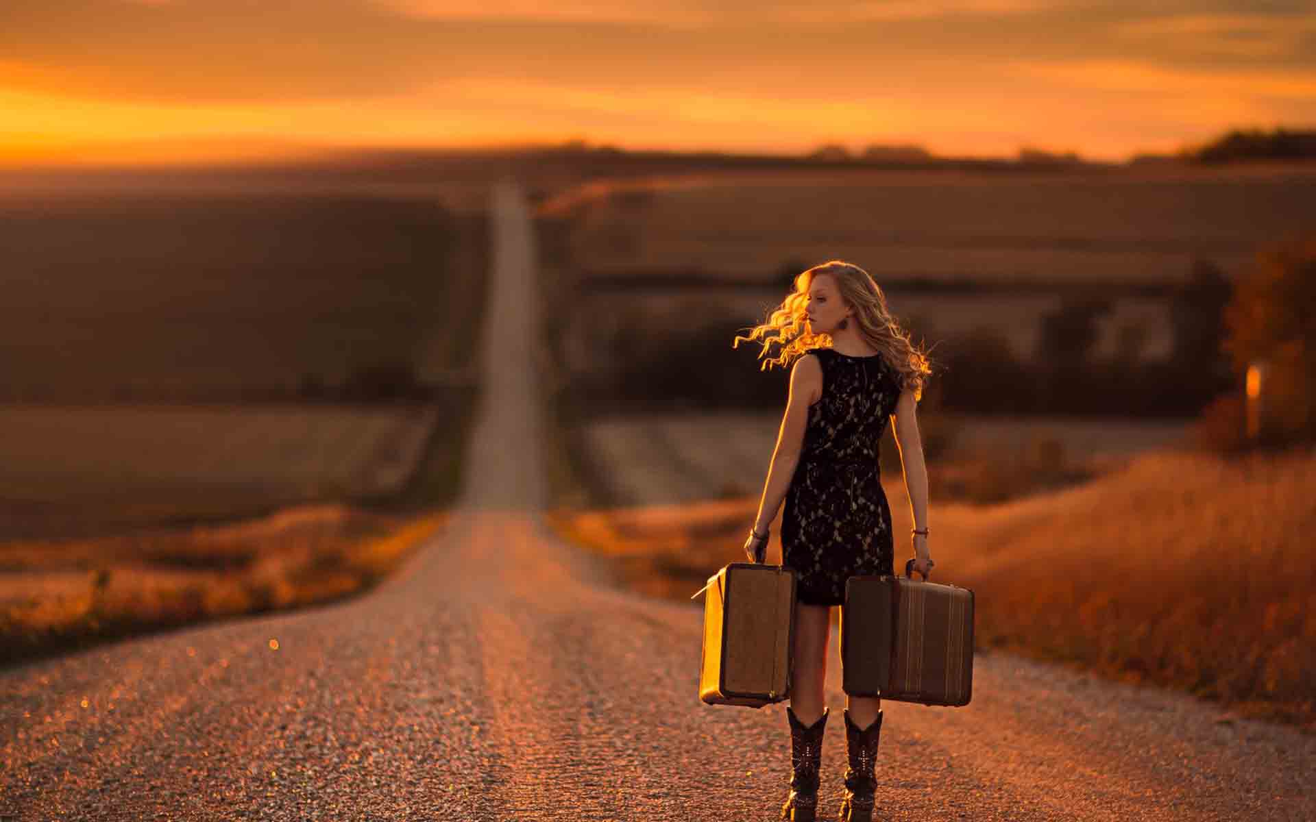 Alone Girl on Road Best Wallpaper 21330