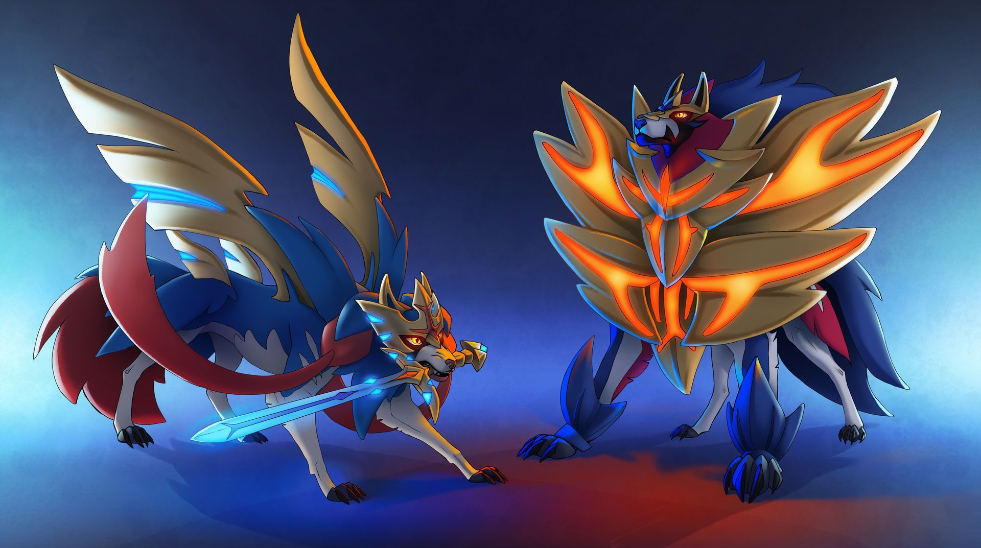 Download Zamazenta and Zacian - The Stout Shield and The Swift Sword of the  Galar Region Wallpaper