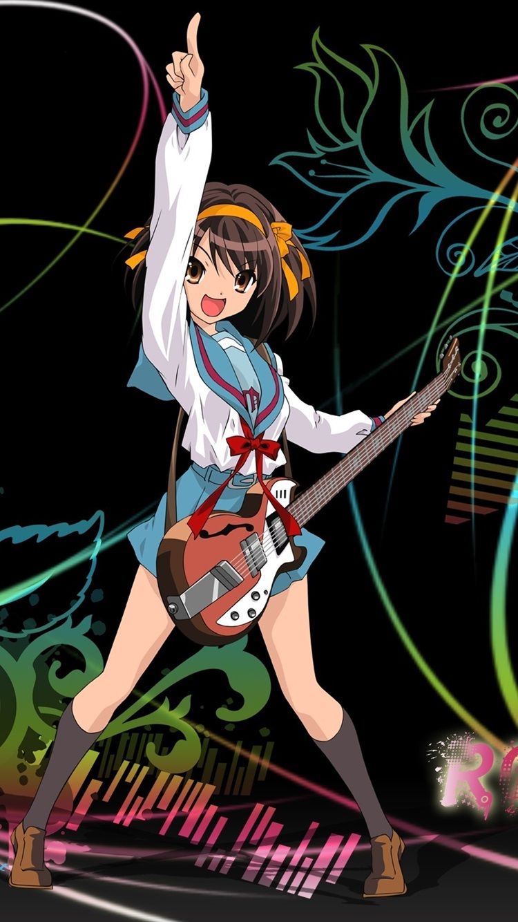 Happy Anime Girl, Rock, Music 750x1334 IPhone 8 7 6 6S Wallpaper