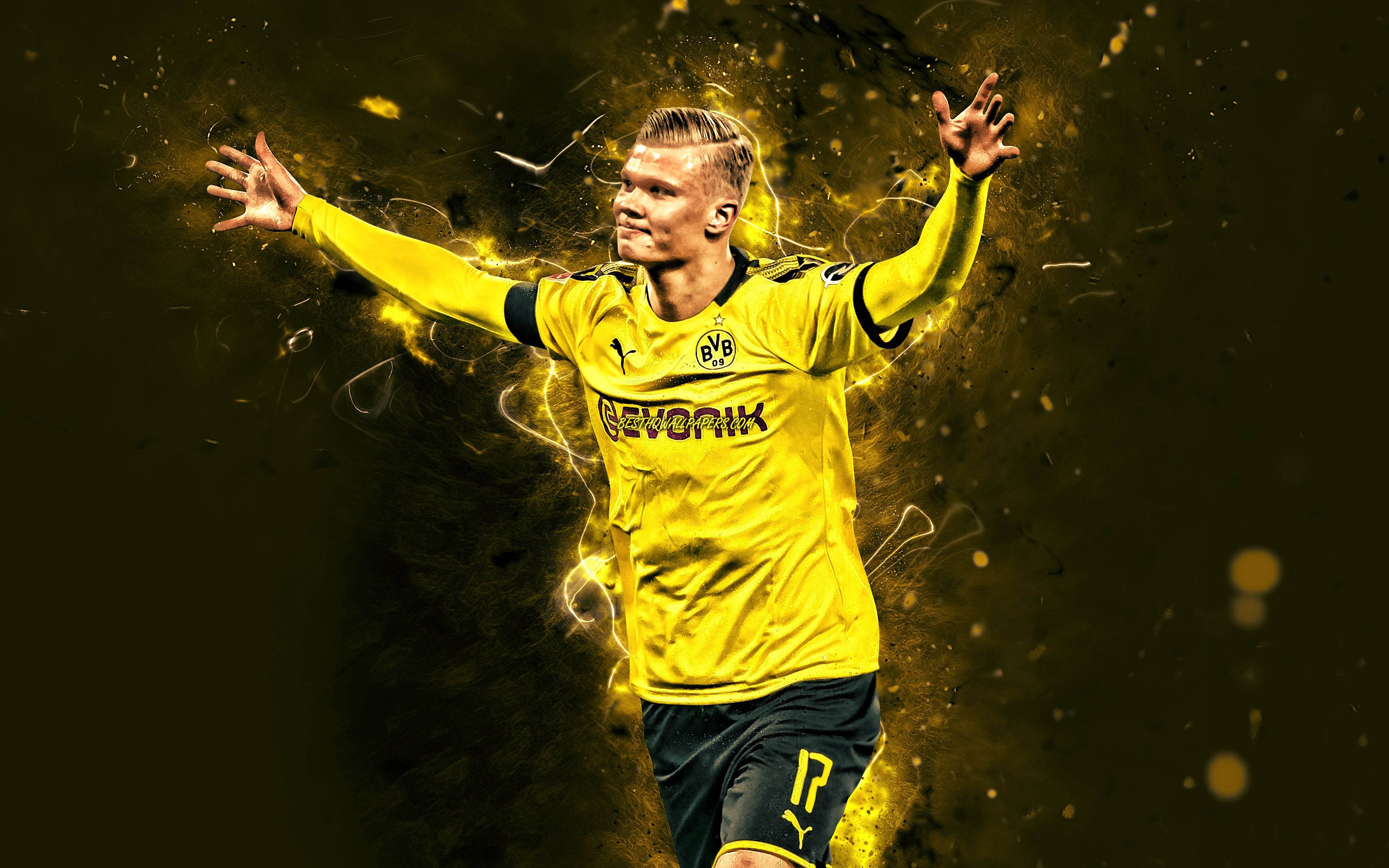 Download wallpaper 4K, Erling Haaland, Borussia Dortmund FC