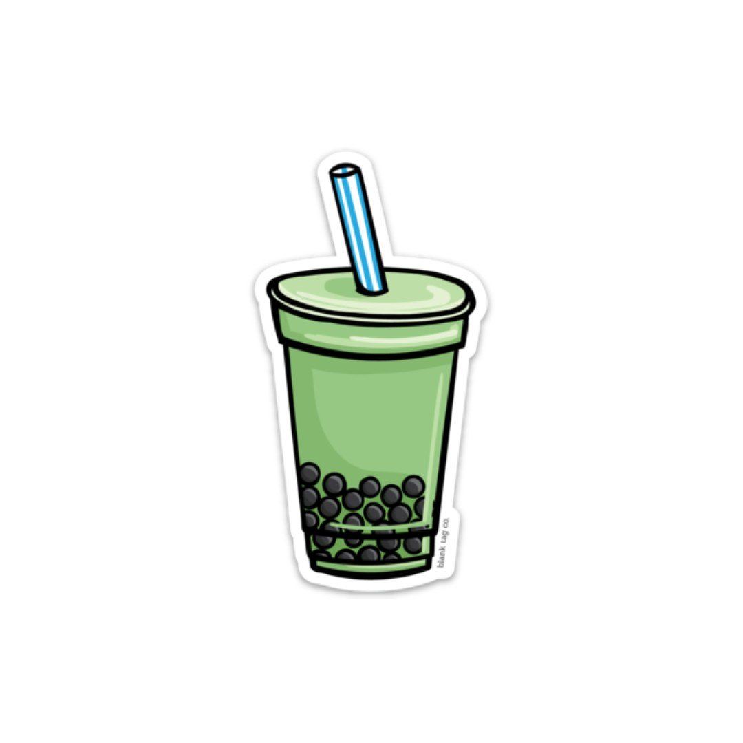 The Matcha Green Tea With Boba Sticker. Food stickers