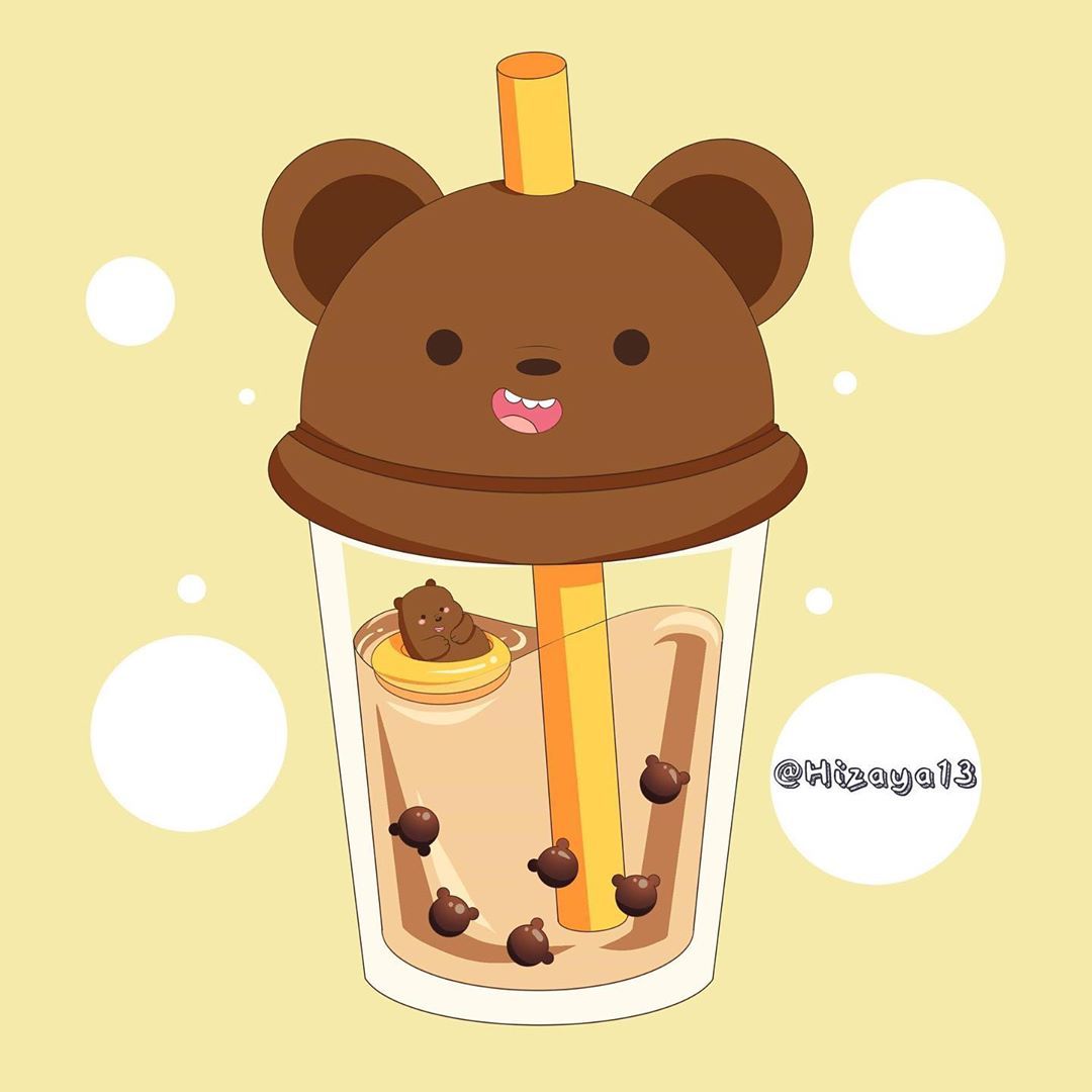 Hizaya13 On Instagram: “Latte Flavour With Bear Boba For Grizz #webearbears #grizzly #gr. Cute Panda Wallpaper, Cute Cartoon Wallpaper, We Bare Bears Wallpaper