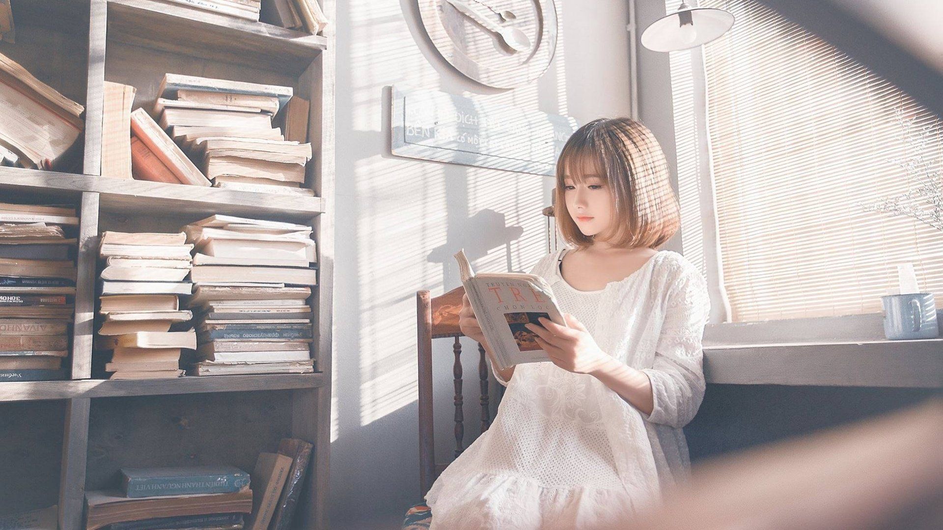 Girl reading a book HD Wallpaper. Background Imagex1080