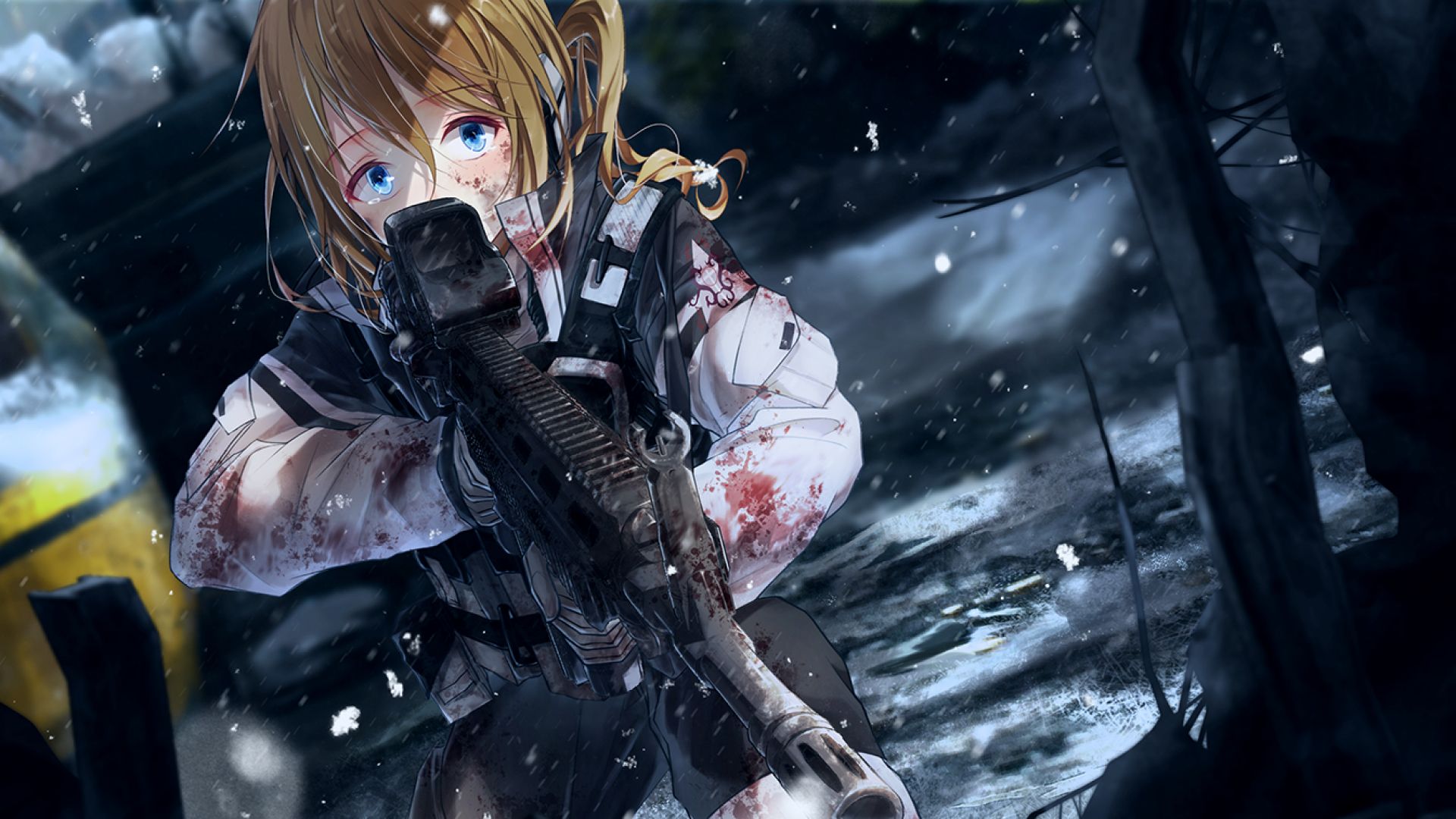 Inspirational Anime Girl with Gun Wallpaper HD Png