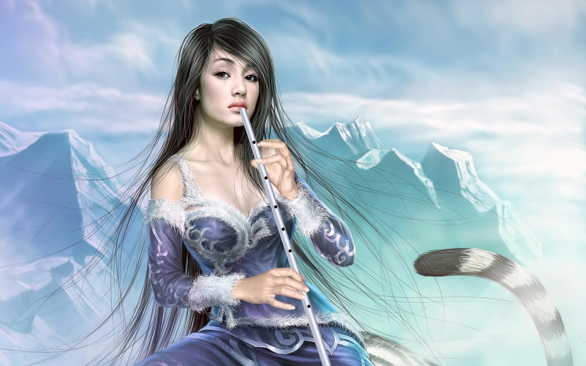 Download 1920x1200 Girl with flute wallpaper