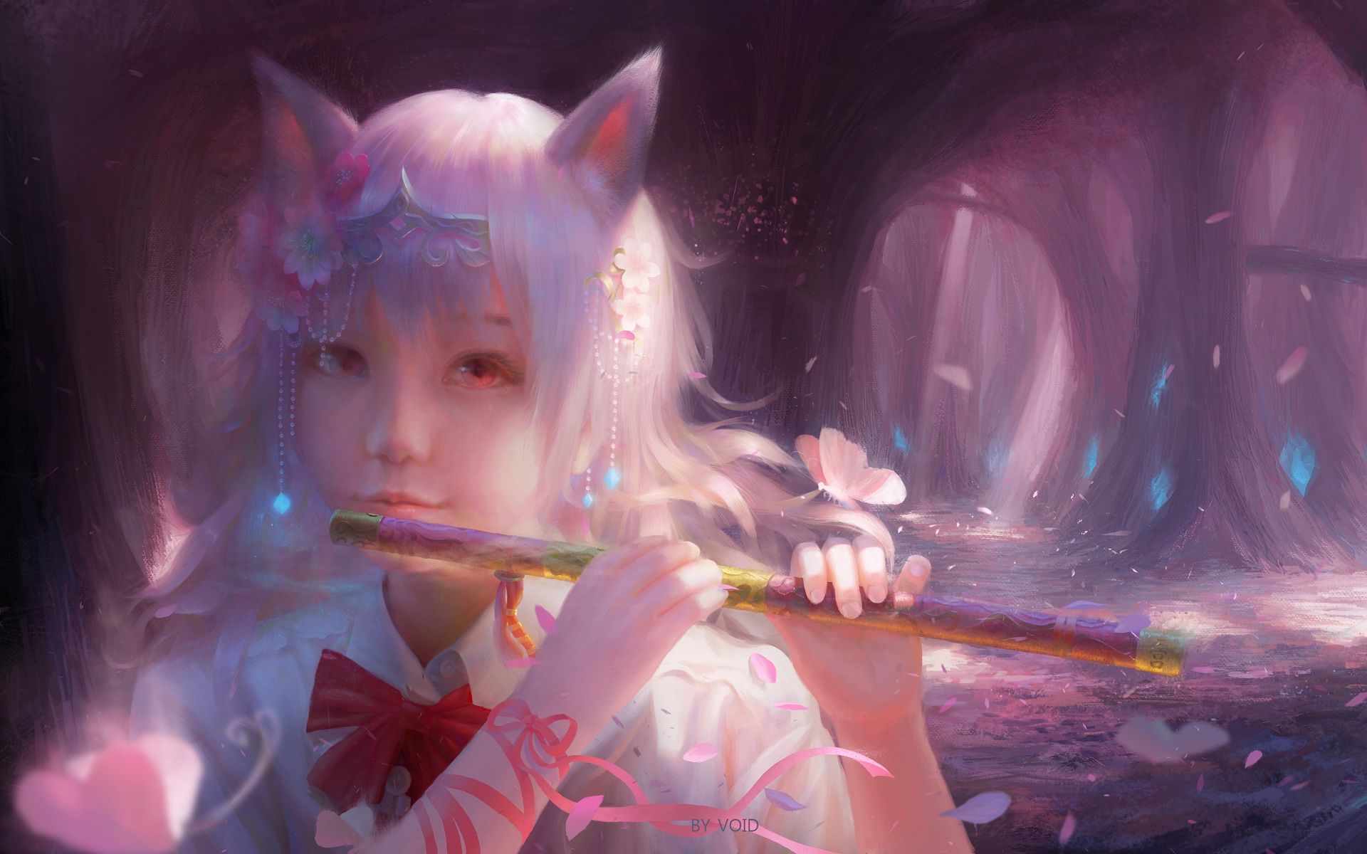 Toy Fantasy Angel Cute Girl Playing Flute Nice Wallpaper in 2020