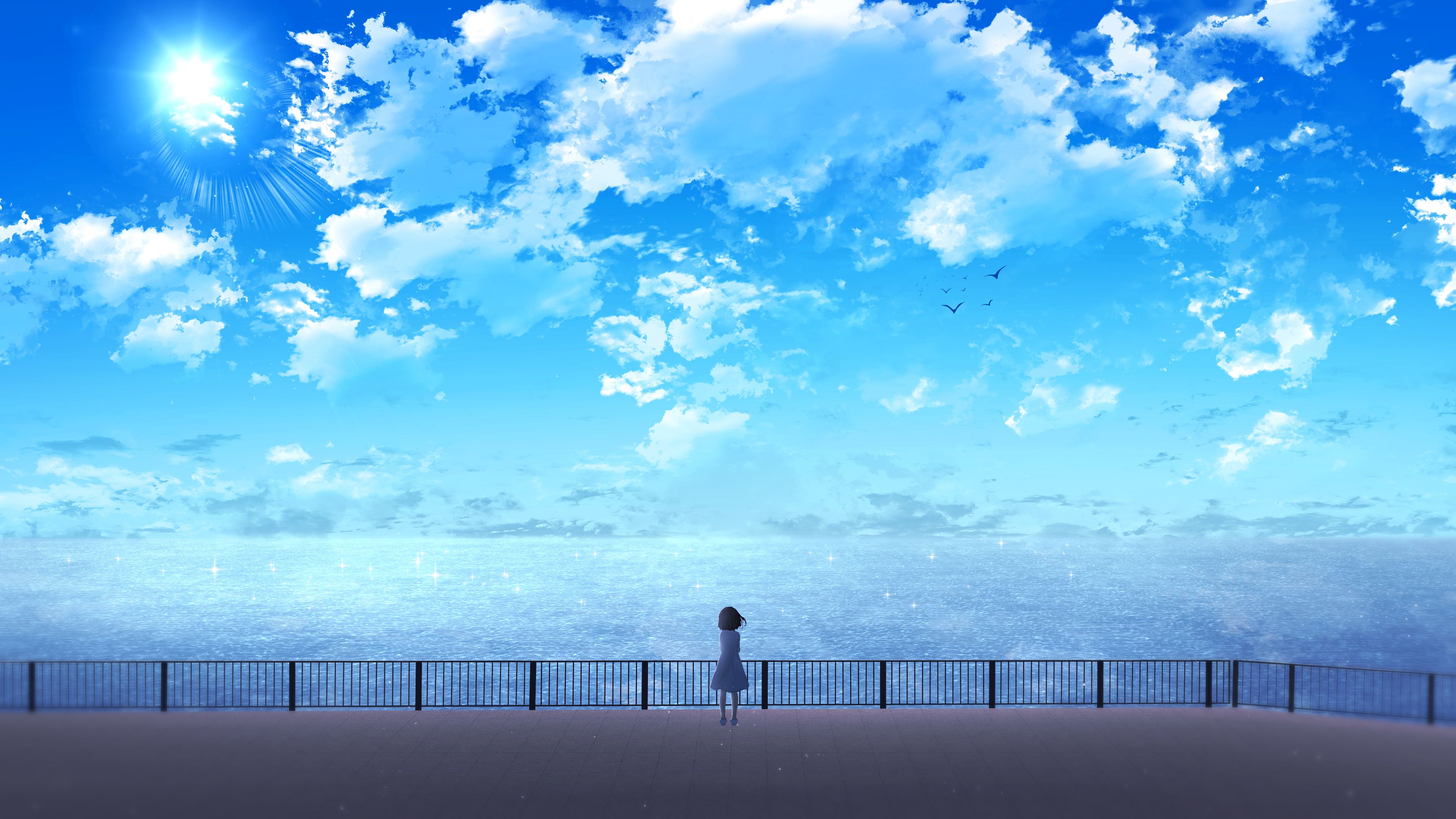 Anime Girl Near Ocean Wallpaper, HD Anime 4K Wallpaper, Image, Photo and Background