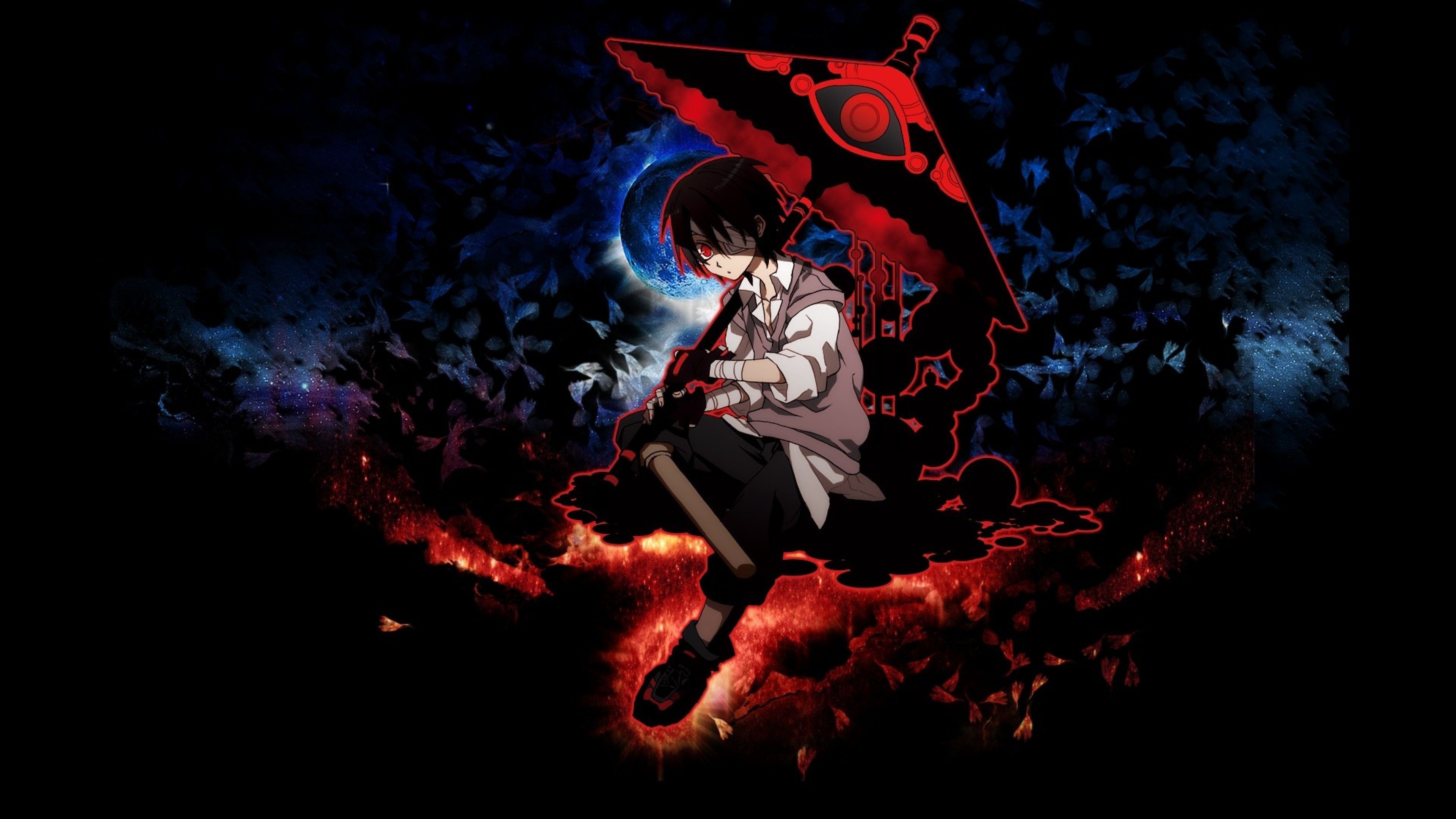Download 3840x2160 Anime Boy, Dark Magic, Eyepatch, Umbrella