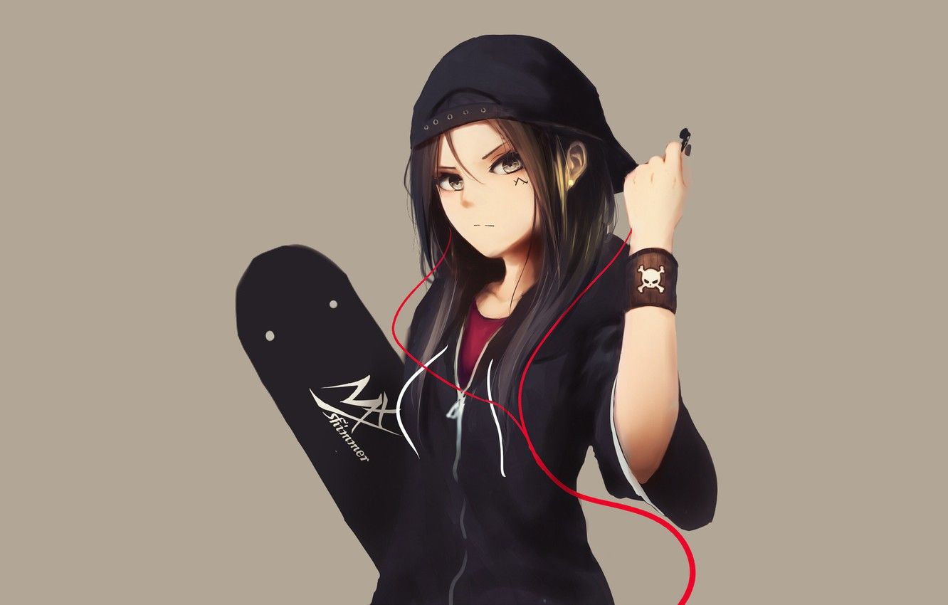 black haired anime girl